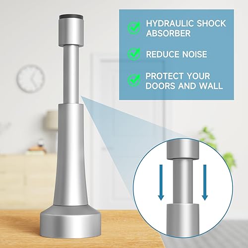 Miniatura 2 de Topes de puerta de resorte, topes de puerta de aluminio para parte inferior de la puerta, tecnología de absorción de golpes hidráulicos, tapón de