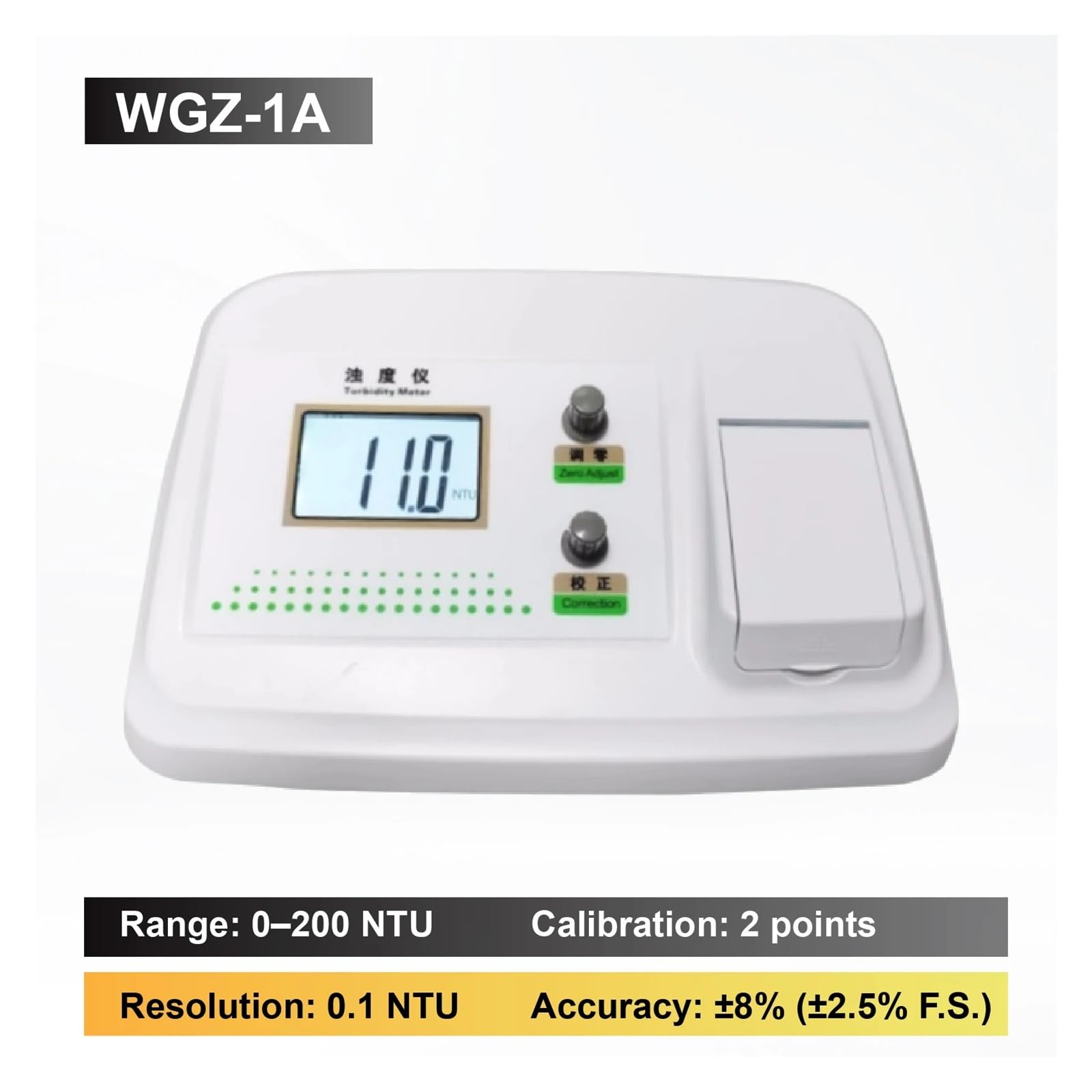 Medidor de turbidez de luz dispersa de 90 grados, turbidímetro portátil, probador de calidad del agua Digital for laboratorio Alta sensibilidad | WGZ-1A
