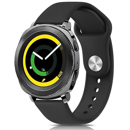 Meliya Band for Samsung Gear Sport/Gear S2 Classic for Women Men, 20mm Adjustable Soft Silicone Sport Strap Replacement Band for Galaxy Watch 42mm (Black)