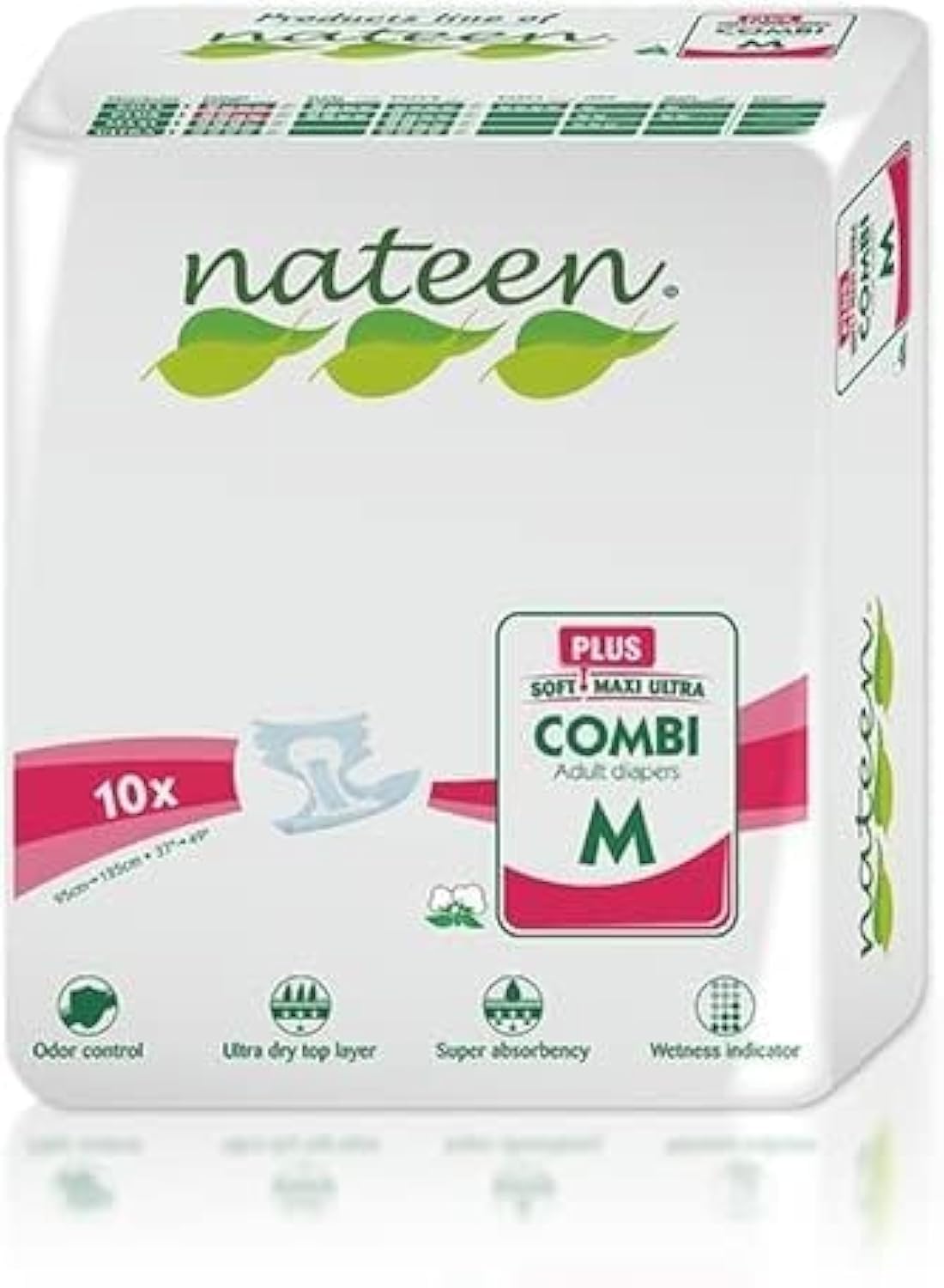 Nateen - Adult Nappy - 40 Medium Day Plus Nappies - Disposable Underwear for Men & Women - Discreet Incontinence Nappy - 2450ml Absorbency