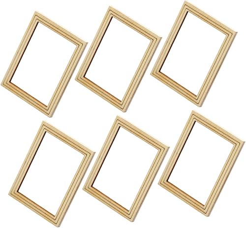 DECHOUS 6pcs DIY marco de fotos en blanco liso mini marcos de fotos favores casa de muñecas marcos de fotos 1 6 escala muñeca muebles niños madera