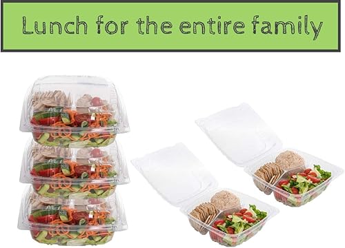 Miniatura 16 de Smygoods Recipientes de plástico para alimentos (paquete de 25-8x8x3 3/8) para llevar, contenedor de alimentos con bisagras Contenedor de concha