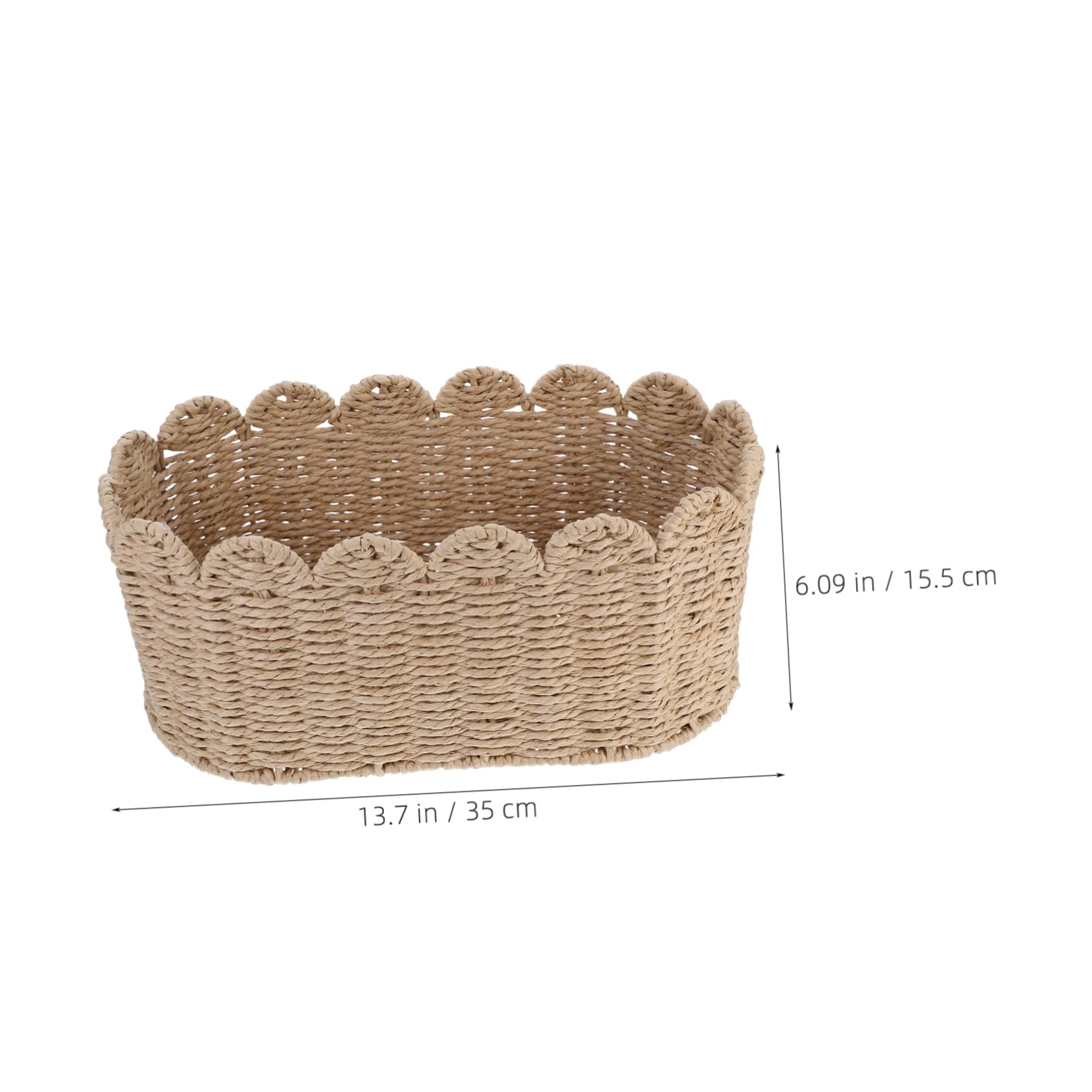 Luxshiny Eleganter Aufbewahrungskorb aus Papierseil mit Eisenrahmen Multifunktional für Kinderzimmer und Badezimmer Kleiner Geflochtener Korb mit Fächerförmigem Rand