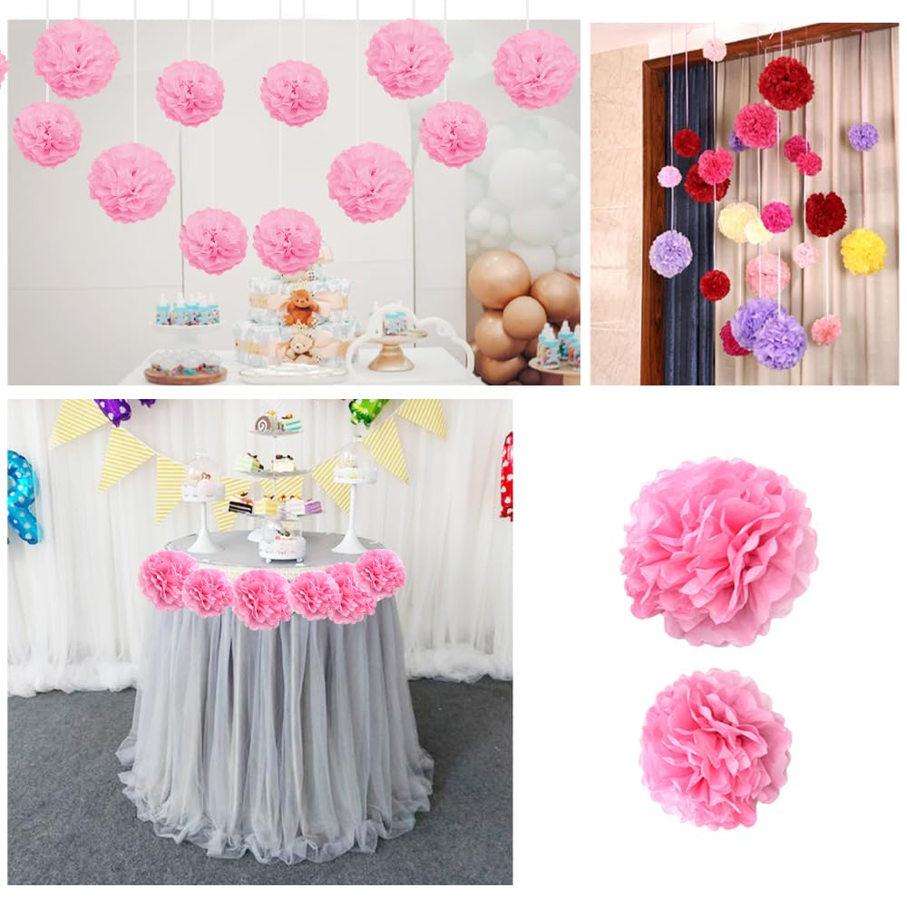 12 Pompon Di Carta Velina Per Decorazioni - Fiori Giganti Per Matrimoni