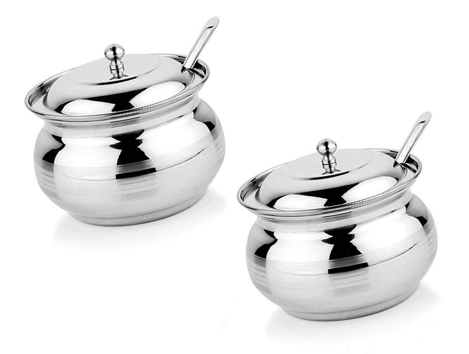 champriti Stainless Steel Oil Pot With Lid And Spoon - 350 ml, 2 Pieces, Silver (B07VF3544K) Amazon Price History, Amazon Price Tracker