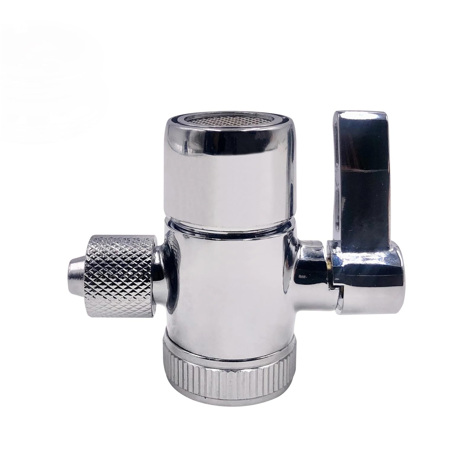 Válvula desviadora de grifo latón macizo con cromo pulido for filtro agua, adaptador lavabo baño a tubería ósmosis inversa 1/4" a 3/8"(M22xM24)