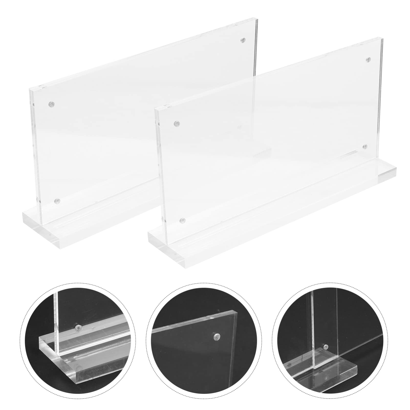 PartyKindom Porta Cartelli Magnetico 2 Pezzi in Acrilico Trasparente Base Stabile 10x20 Cm per Ristoranti e Esposizione in Negozi Multipli