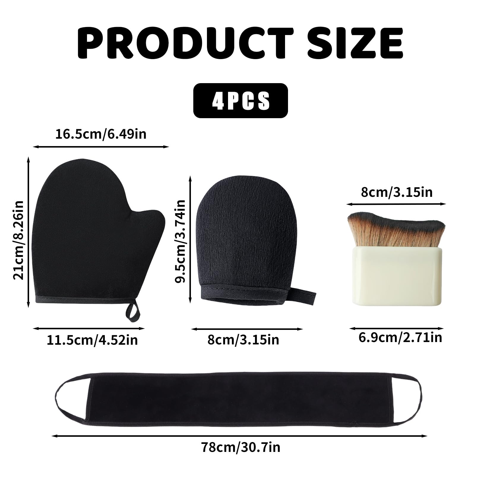 4Pcs Tanning Mitt and Brush,Fake Tan Mit Self Back Glove Set,Lotion Applicator Gloves,Dark Application Mitts,Reusable Exfoliating Glow Velvet Mitten,Portable Soft Sunscreen Moisturiser Tool,for Body - Image 2