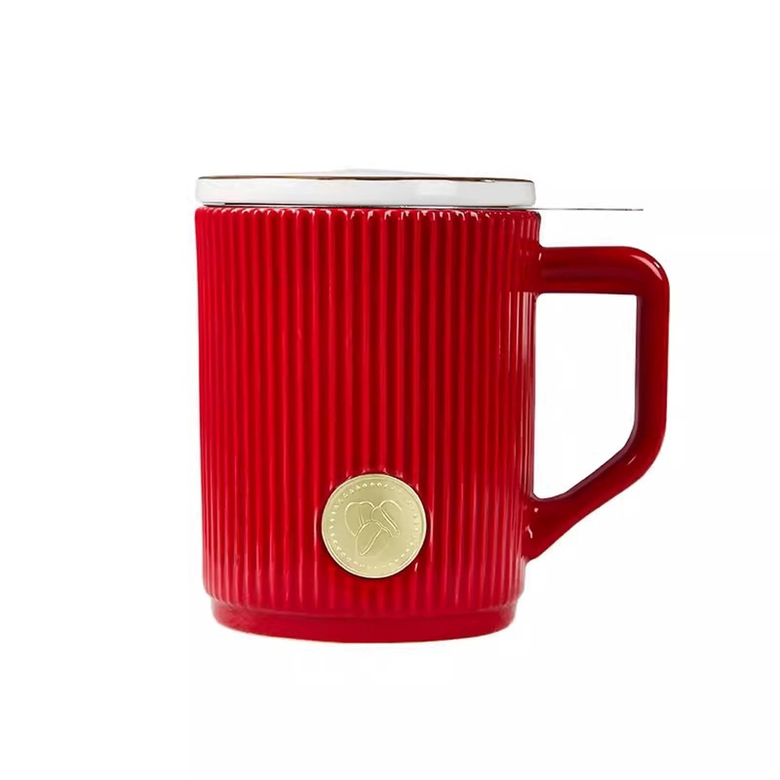 Kaffeetasse Keramik-Becher, Tasse mit Deckel, Wasserbecher, Büro, Zuhause, Teetasse, Tee-Wasser-Trennung, Brühen von Tee Teetasse(Color:C)