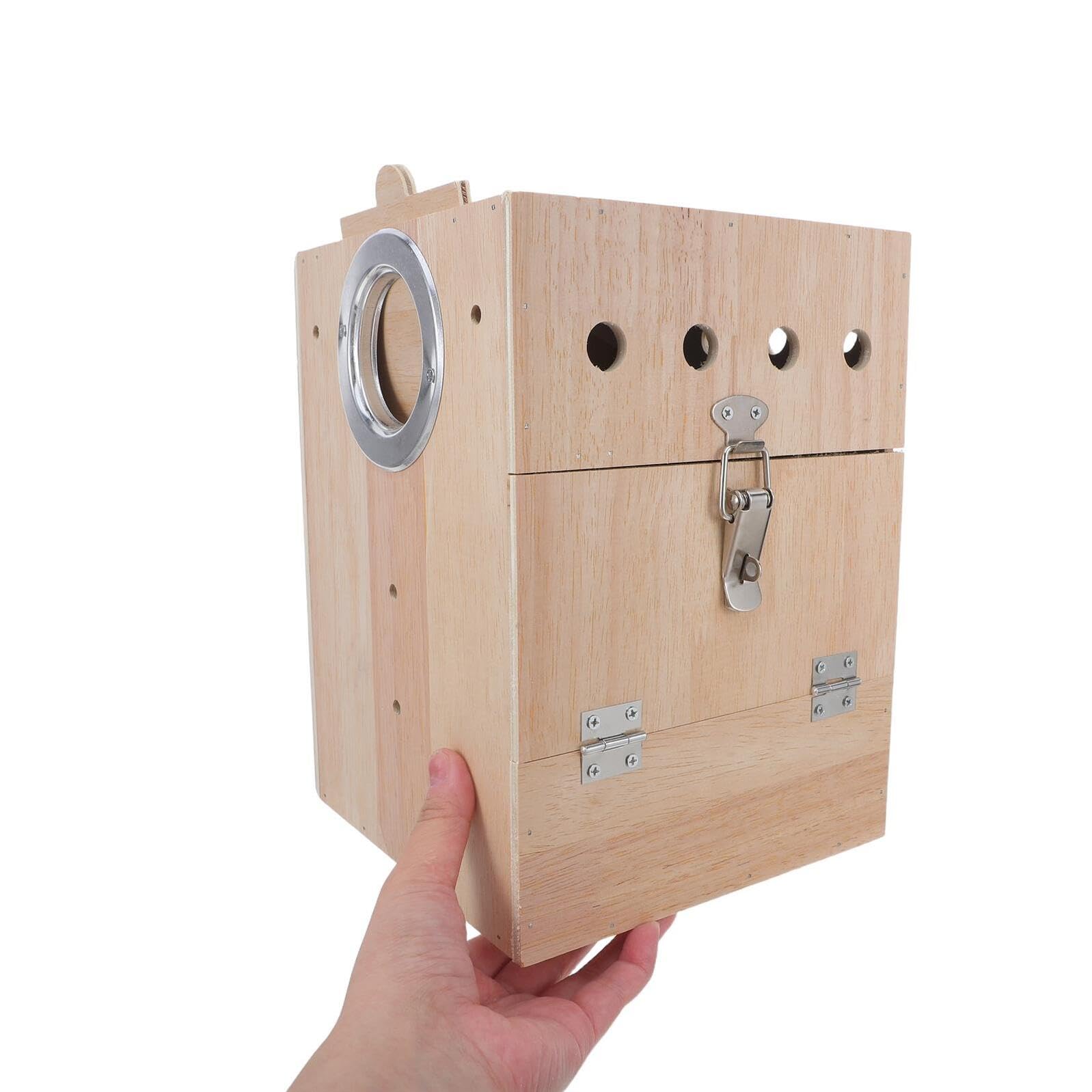 Scatola di Allevamento per Pappagalli in Legno e Metallo Khaki | Ventilazione Efficiente, Montaggio Rapido, Struttura Robusta, per Pappagallini e Calopsitte, Uso Domestico