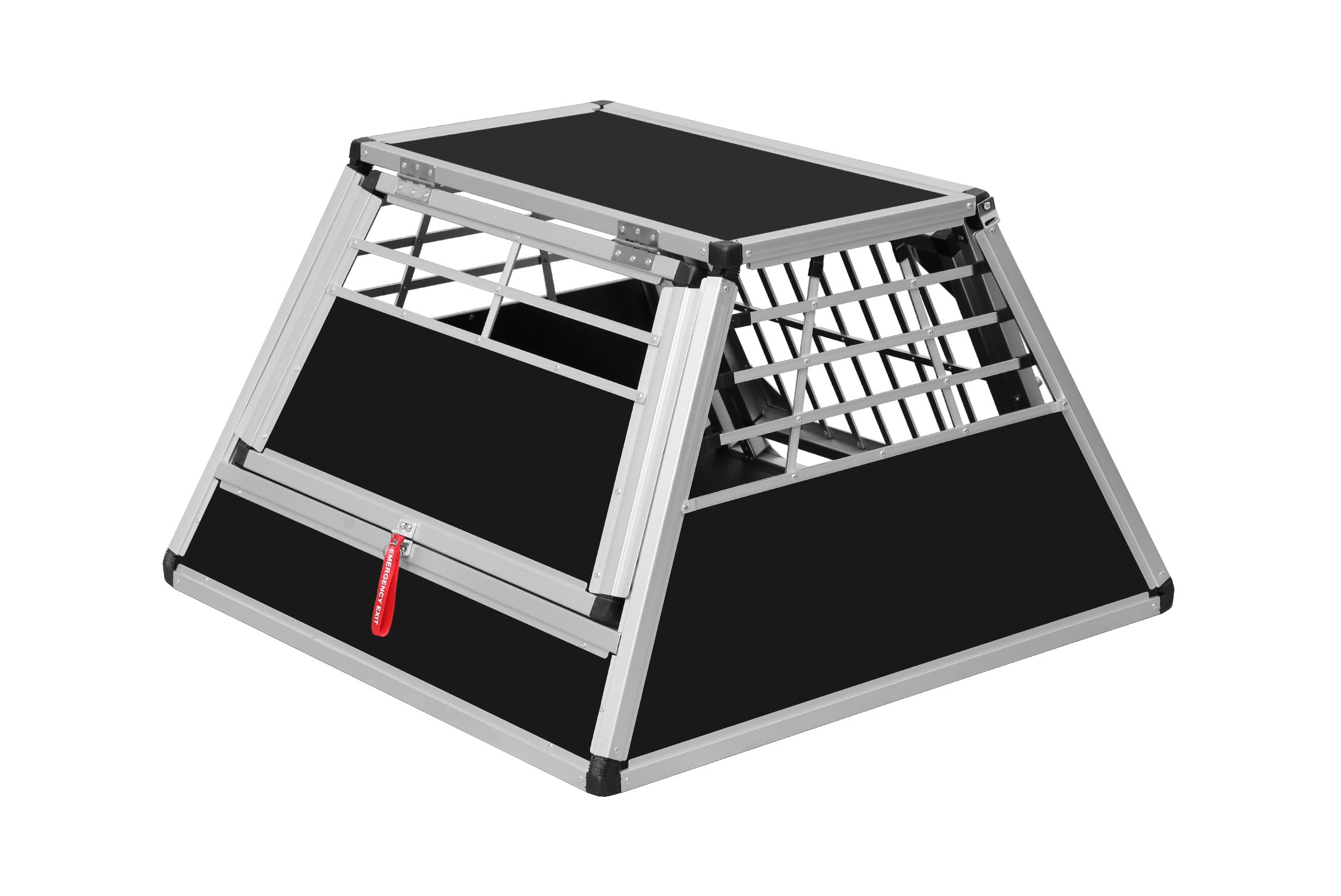 ALPUNA Transportbox N82 – Aluminium Hundebox 95×93×58 cm, Auto Hundebox mit Notausstieg, sicherer Hundetransport im Kofferraum mit Stoßstangenschutz