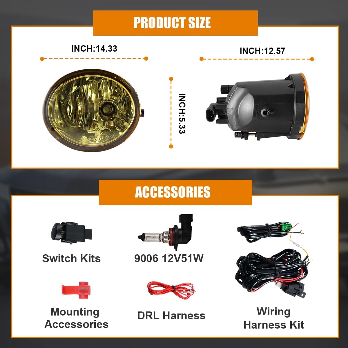 Nixon Offroad Fog Lights for 2001-2007 Toyota Sequoia & 2000-2006 Toyota Tundra [Not Fit for Steel Front Bumper Model], Fog Lights Assembly Kits w/Wiring Harness/Switch Kits/ 9006 Bulbs, Yellow Lens