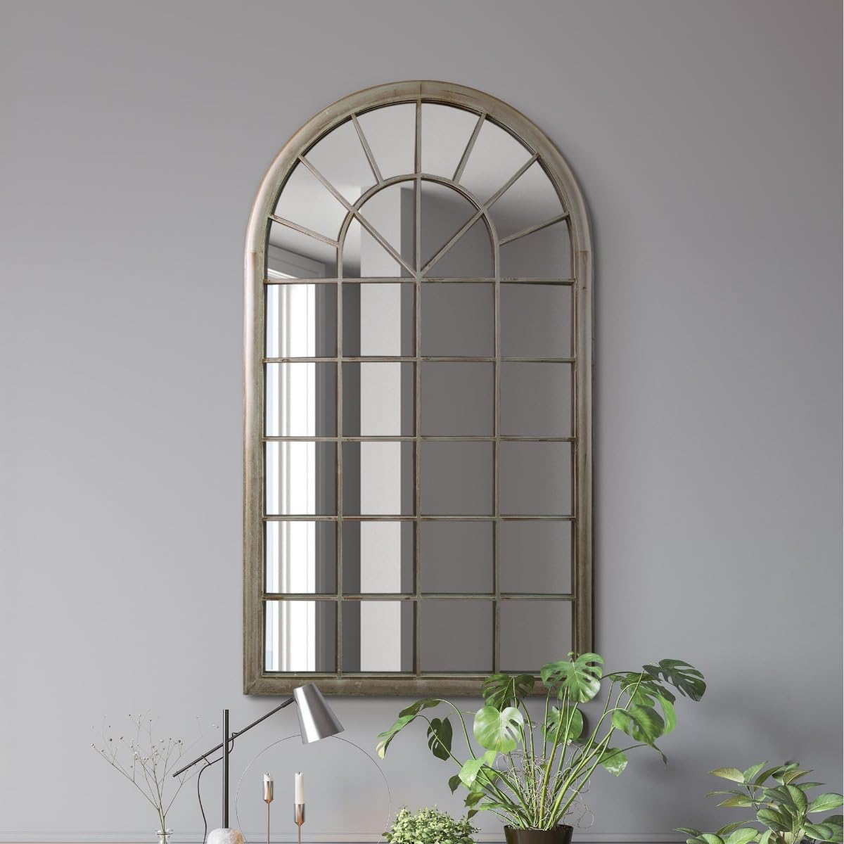 MirrorOutlet Large Rustic Framed Arched Leaner Wall Mirror - 51"" X 30"" 129x76cm