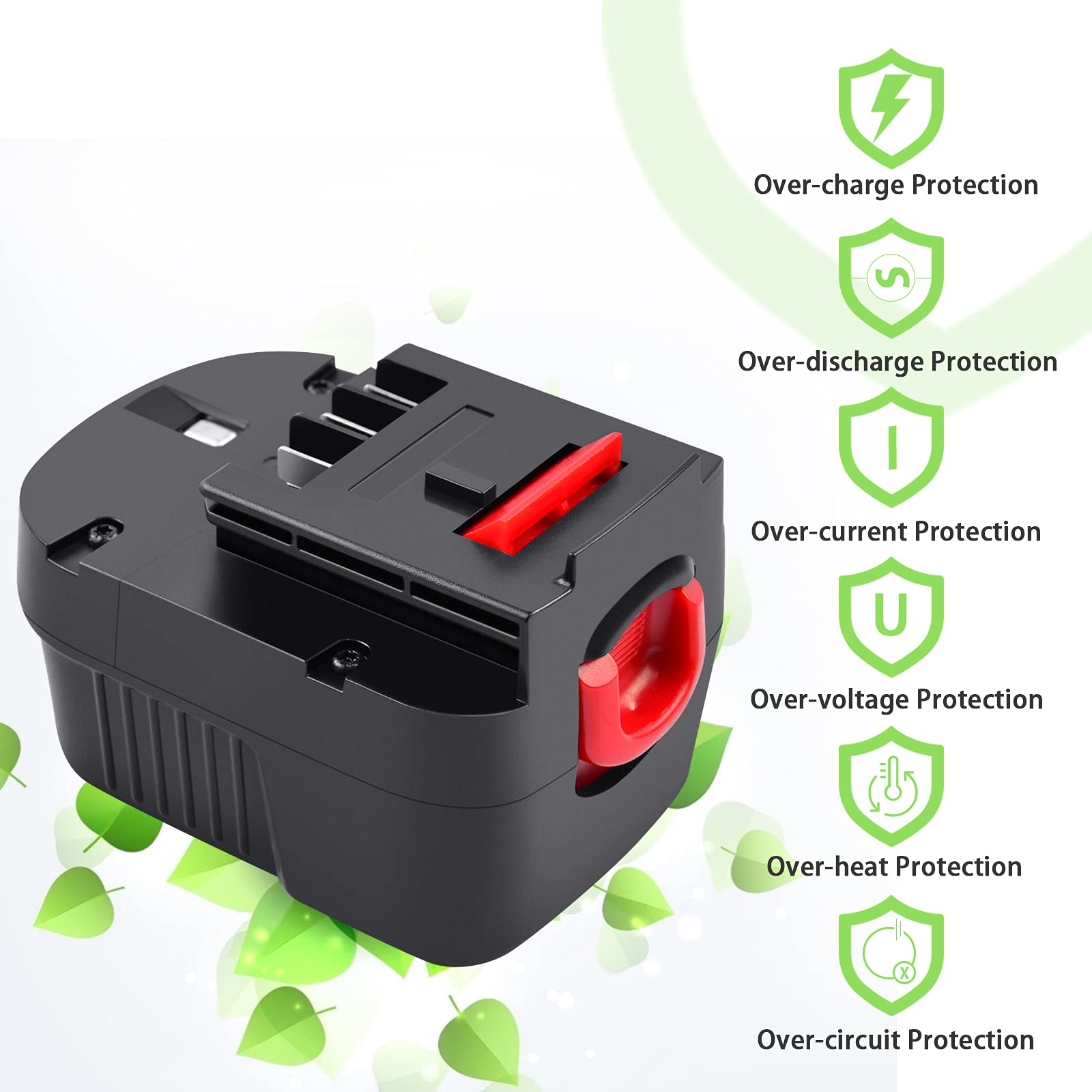 12V 4,8Ah Batería para Black+Decker A12 HPB12 A12E A12-XJ A12EX FSB12 FS120B FS120BX A1712