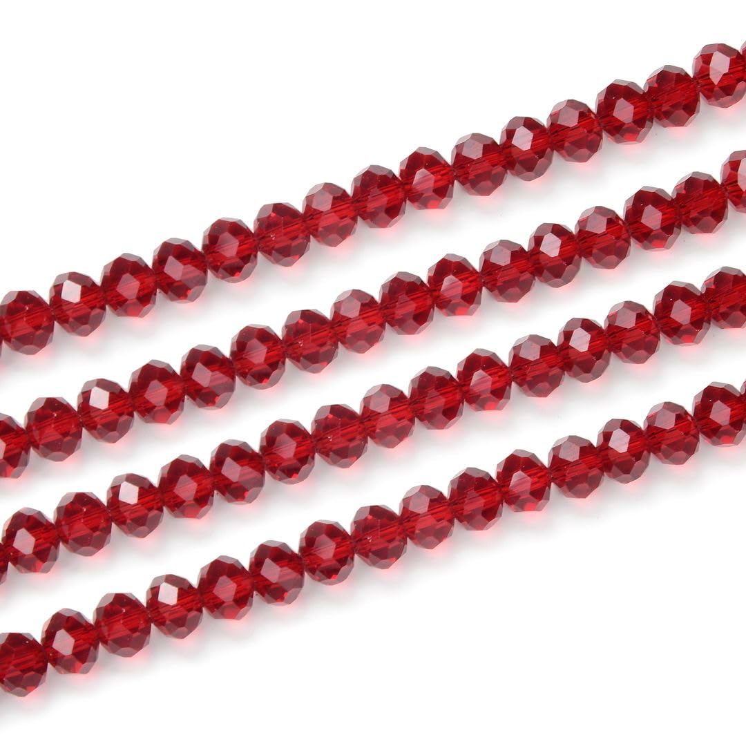 500pcs Czech Faceted Rondelle Crystal Glass Beads 6mm Bulk Siam Red