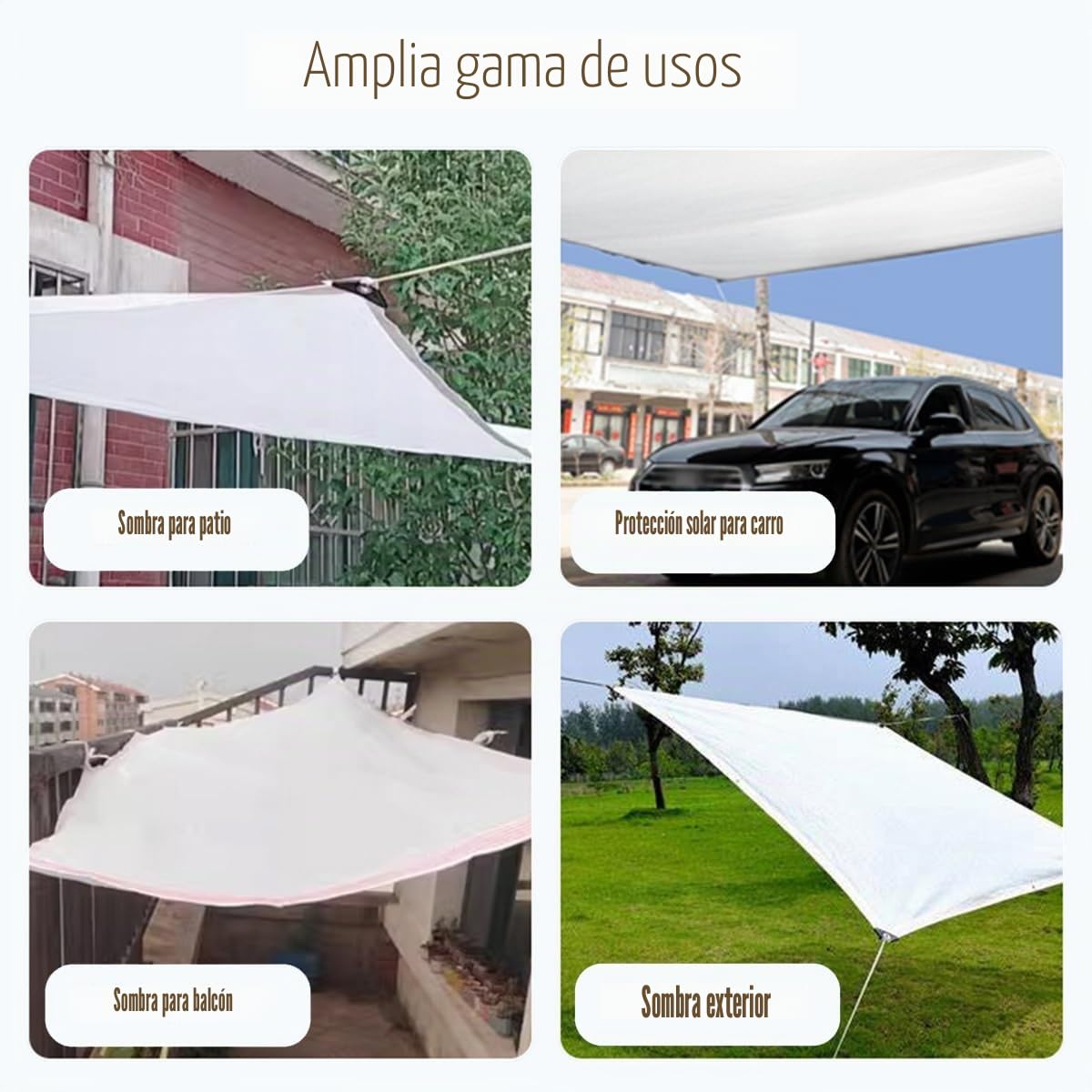 Red De Sombra 50% Tasa de Sombreado 1x2m 2x3.0m 3x4m 4x5m 5x6m 6x7m 7x8m 8x9m 9x10m Paño de Sombra Blanco Vela de Sombra Con Ojales Malla Sombreo para Exterior Pergola Jardín Balcon Patio(3.5x5m)