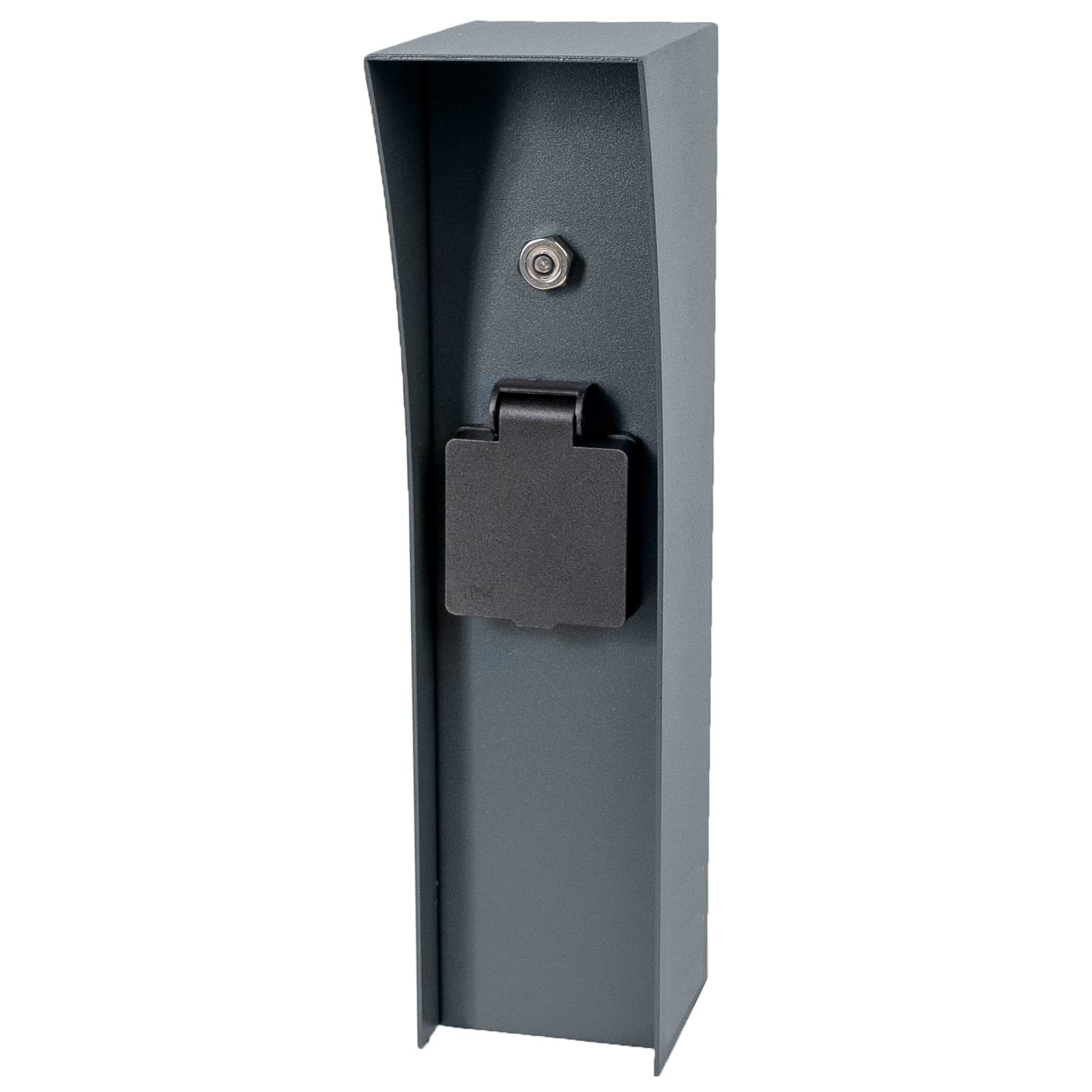 Grafner Edelstahl Design Gartensteckdose Dämmerungssensor, IP44, eckig, anthrazit, KEIN ROST – Pulver-Beschichtung, Energiesäule Mehrfach Metall Außen Steckdose schwarz Helligkeitssensor