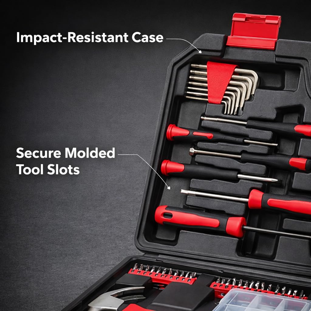 Kit de herramientas manuales profesionales de 226 piezas, juego completo de herramientas de bricolaje y mecánicas con estuche resistente para reparaciones de hogar, garaje y taller