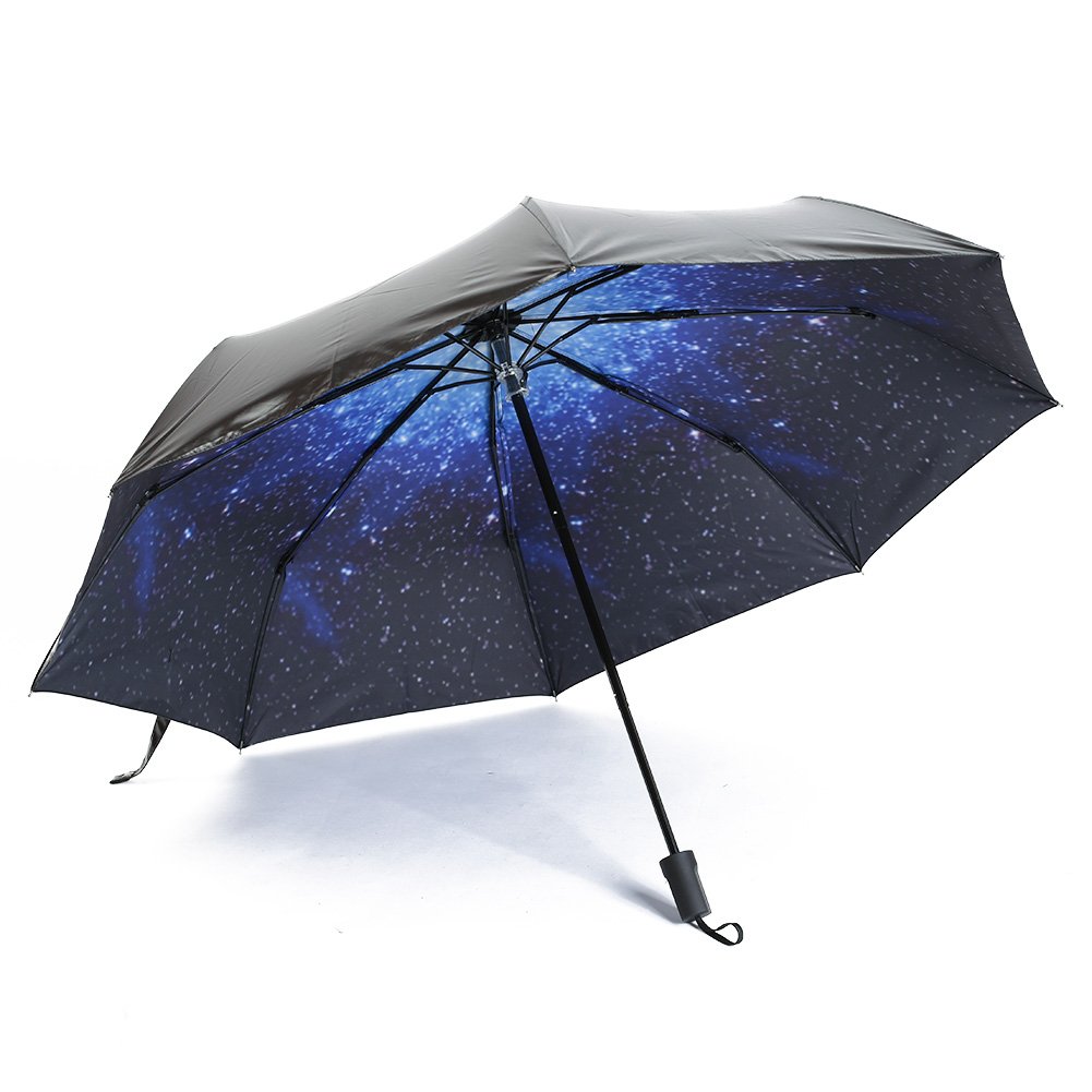 Yumsur Compact Travel Umbrella Windproof - Unbreakable Double Canopy Construction With Teflon Coating Auto Open Close Button umbrellas