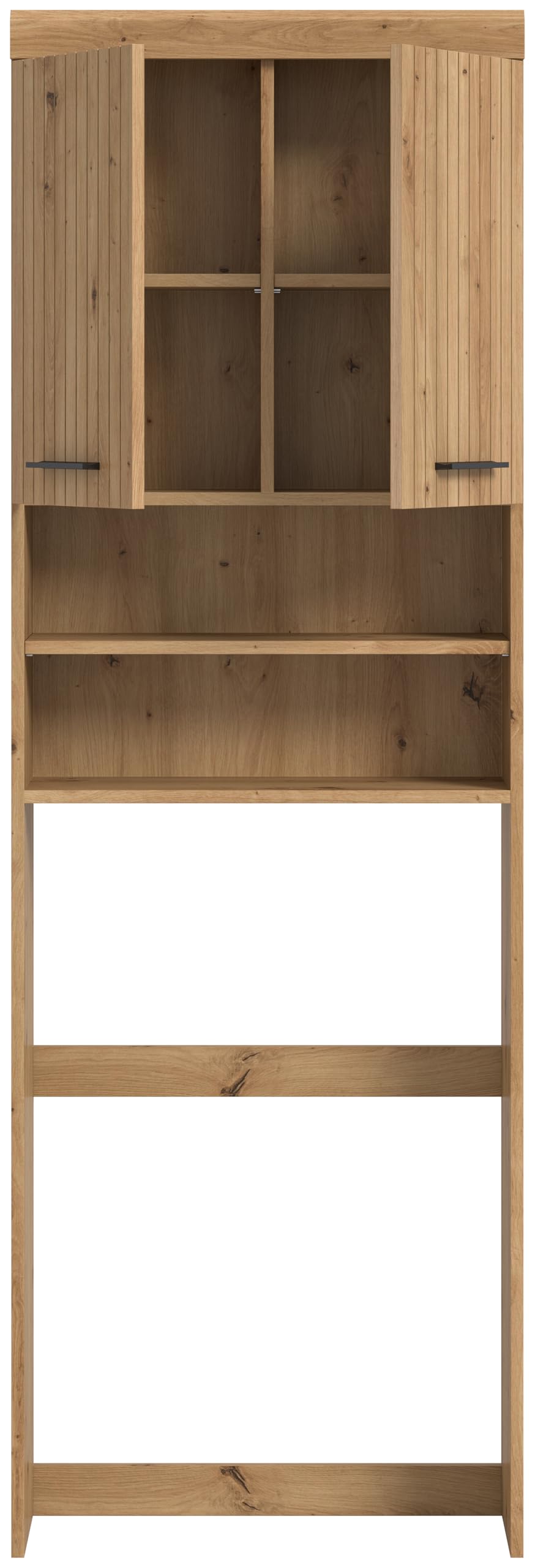 xonox.home – Waschmaschinenüberbau Scout 63x191x24 cm in Artisan & Schwarz – Überbauschrank mit 2 Türen & offenen Fächern – Passend für alle gängigen Waschmaschinen zur optimalen Platznutzung im Bad – Bild 3
