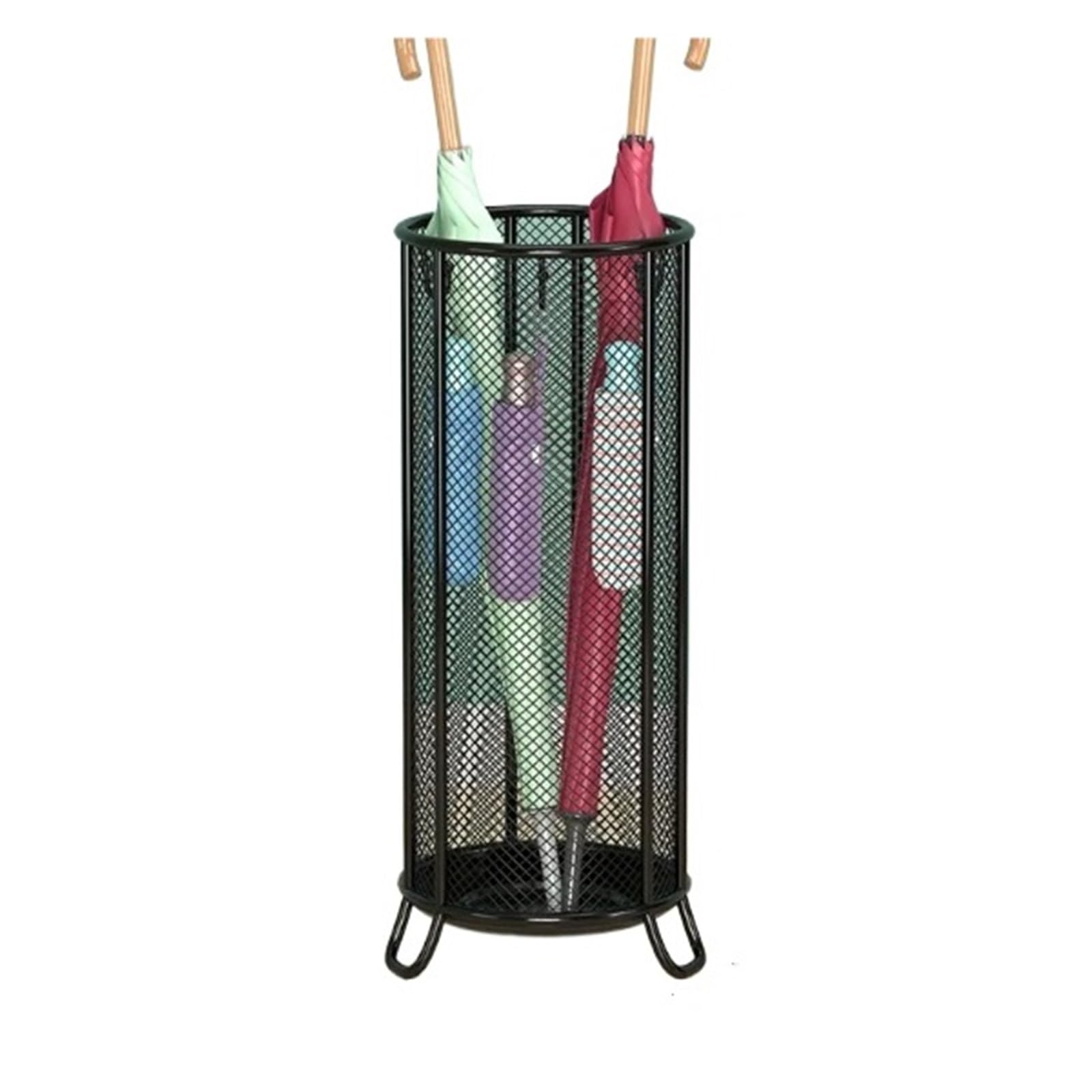Z4T8M2K6G5 Umbrella Holder Wrought Iron Umbrella Stand: Rust-resistant Mesh Design, Breathable And Allows For Smooth Drainage(Black,Medium)