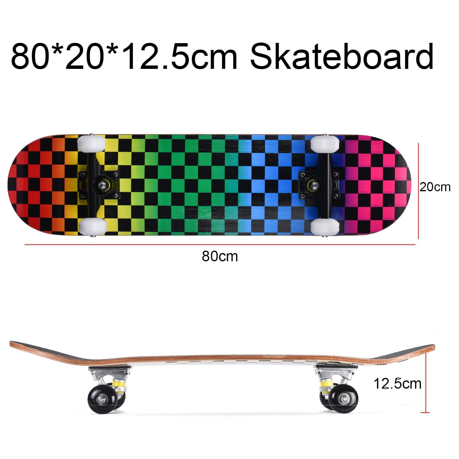 ERNAN Skateboard,Monopatín Completo Profesional de 31 x 8 Pulgadas,7 Capas Monopatín de Madera de Arce con Rodamiento ABEC-7 para Niño Niña/Adulto Principiante. - 3