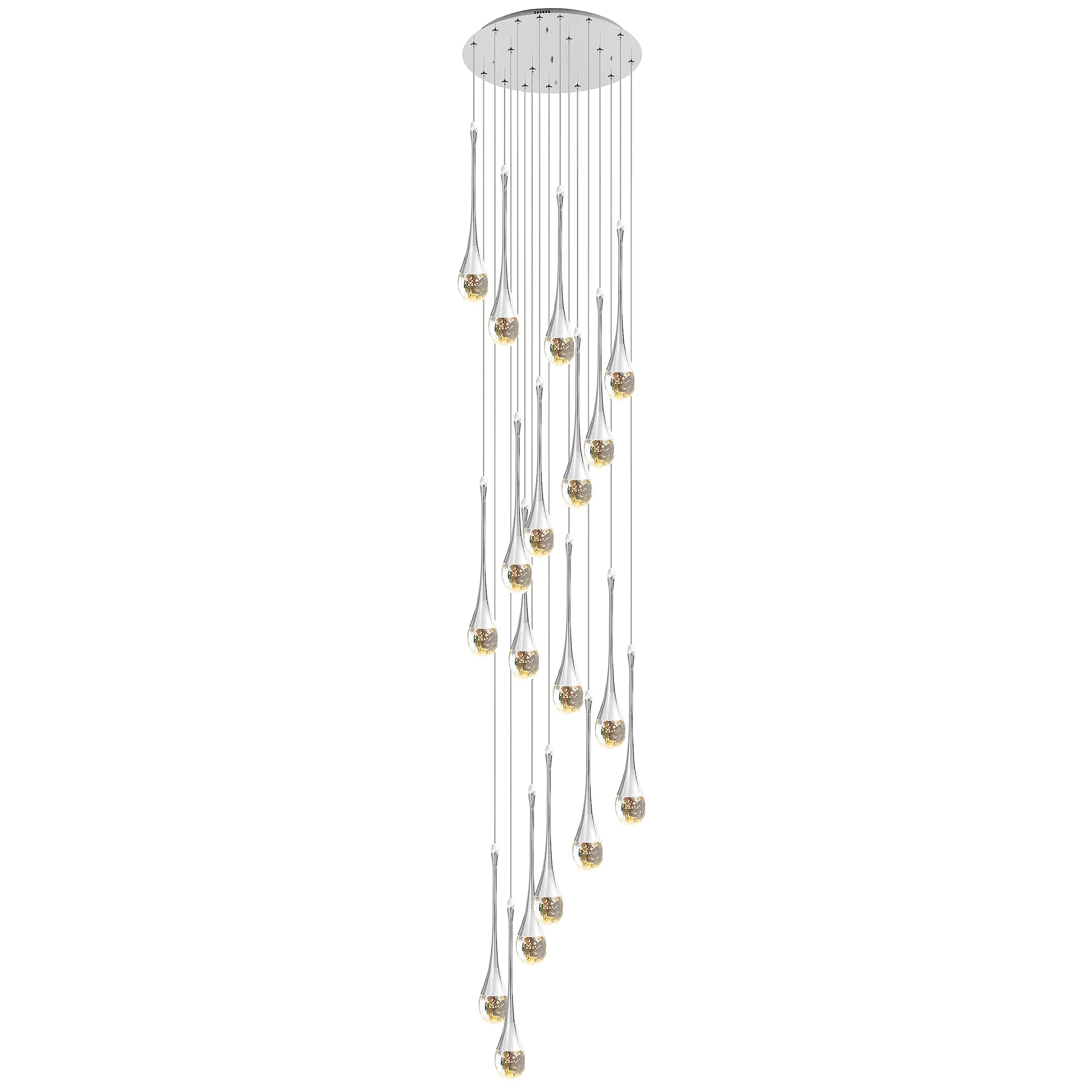 HXYSXHJUO Chandelier 18-Light LED Dimmable Modern Raindrop Spiral Crystal Pendant Light for Foyer Entryway Stairwell Lighting