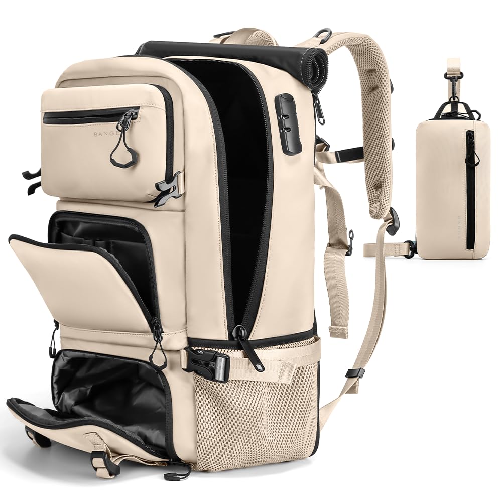 FUTURE AESTHEICS Travel backpack Carry-on Travel Backpack For Women Men Flight Approved Business Weekender Overnight Waterproof Daypack (off-white)