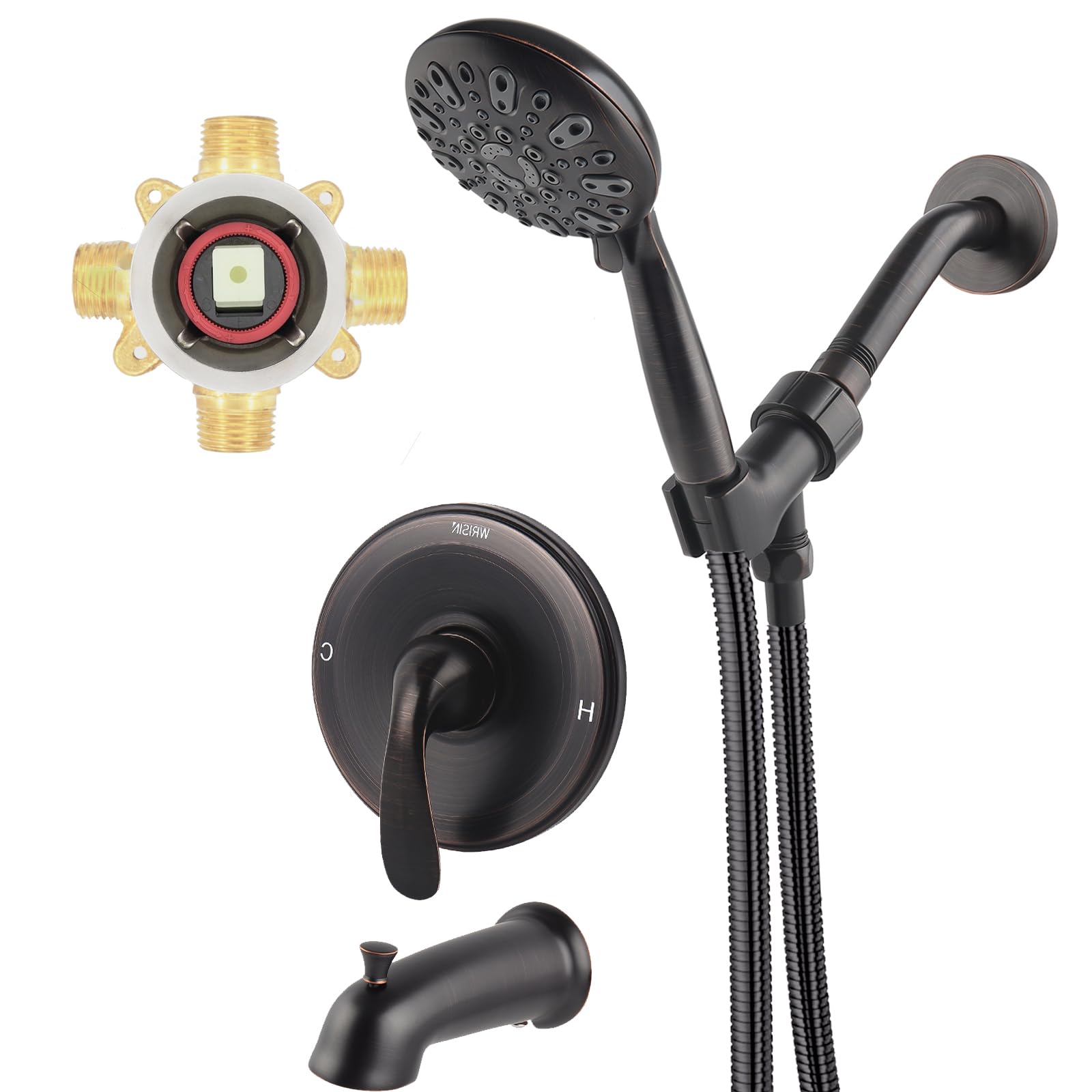 WRISIN Oil Rubbed Bronze Tub Shower Faucet Set