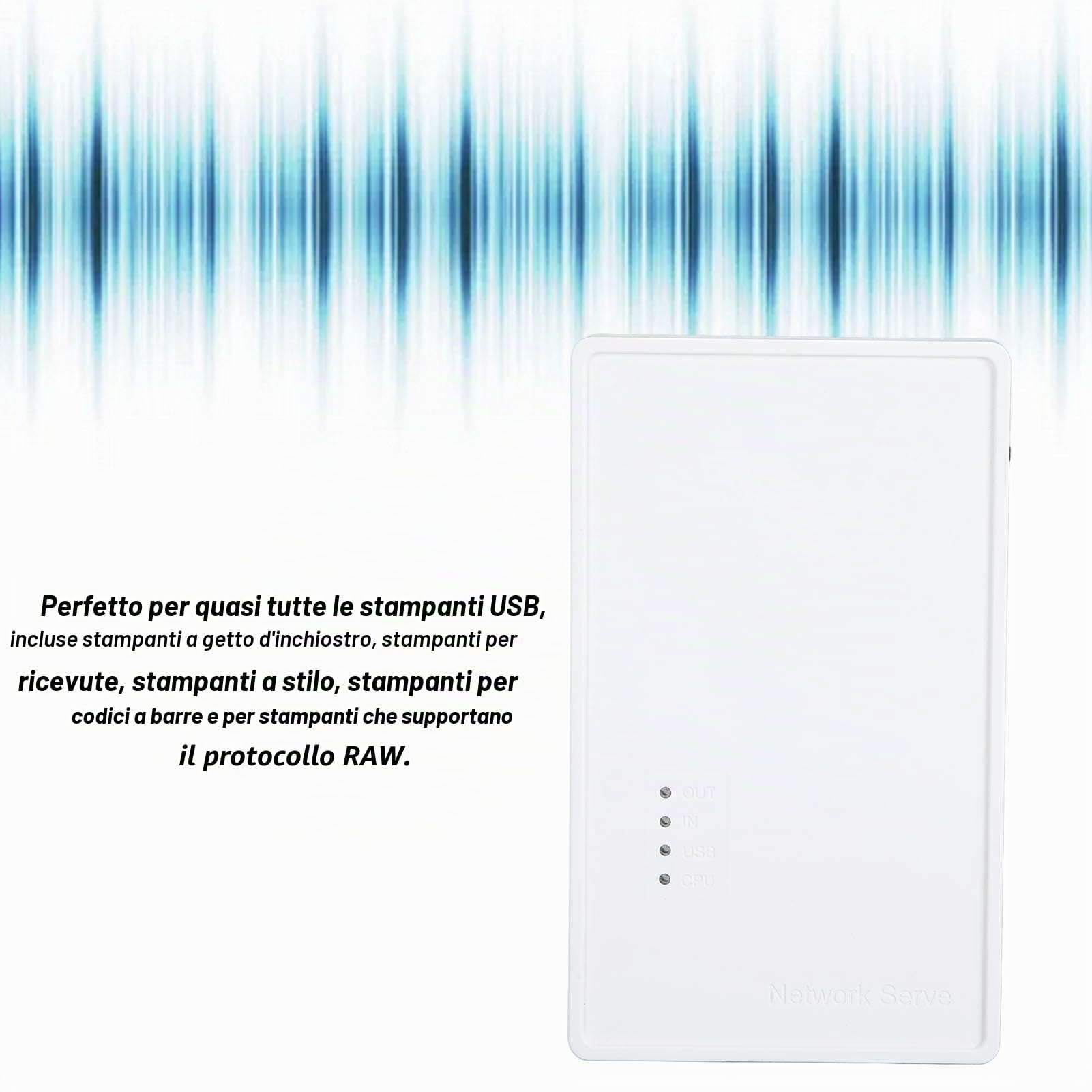 Server di Stampa Wireless USB, Uscita Bridge (10/100 Mbps) e Ingresso LAN (10/100 Mbps), Converte la Stampante USB in Rete Ethernet WiFi Wireless per Stampanti OS X