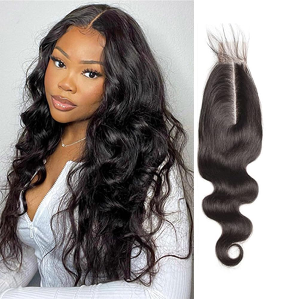 2x6 Human Hair Transparent Lace Closure Body Wave Skinlike 14inch 100% Virgin 2by6 Human Hair Middle Part Kim K Closure Brazilian 2x6 Body Wave Natural Black