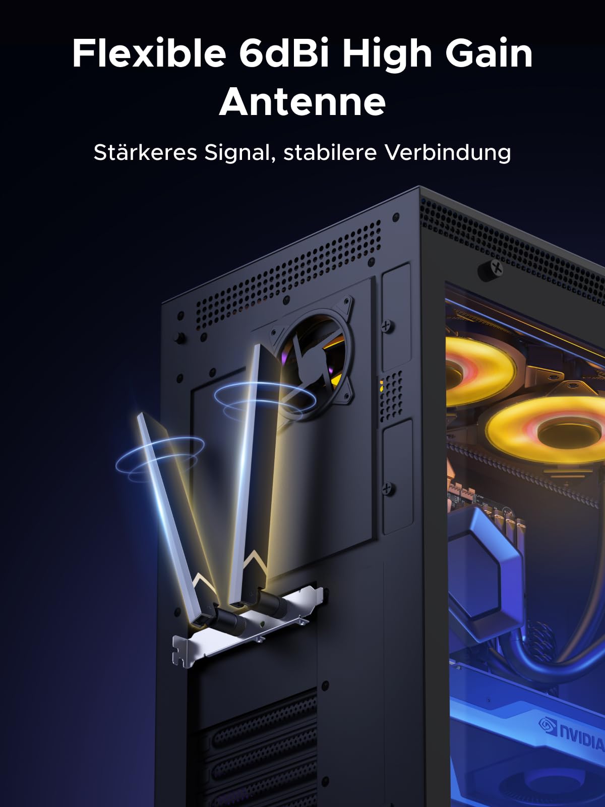 UGREEN WiFi 7 BE6500 WLAN Karte mit Bluetooth 5.4, 6GHz Band, MLO, Einfache Installation, WPA3, Netzwerkkarte mit 2x6dBi Antennen, PCIe WLAN Karte kompatibel mit Windows 11.