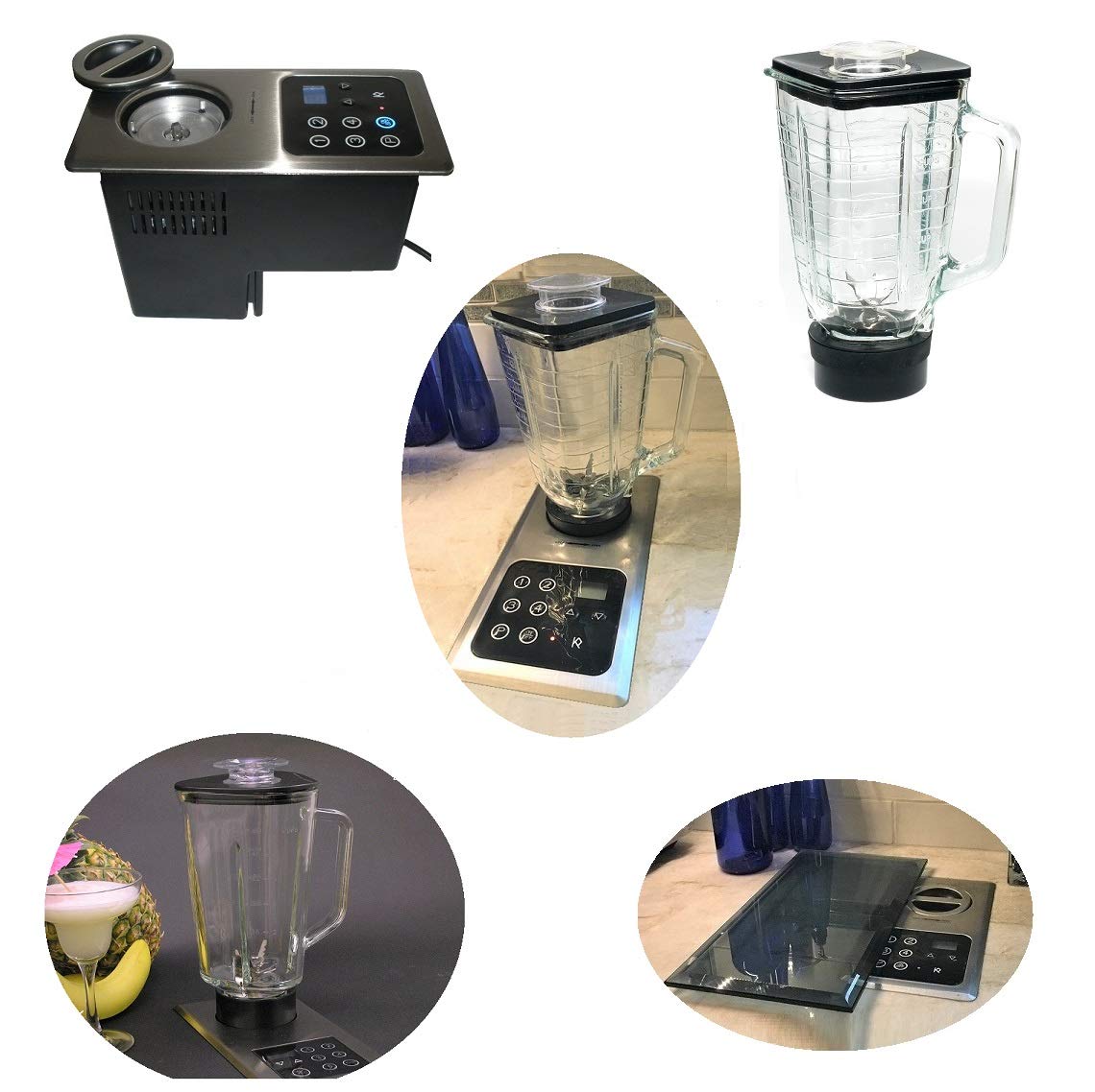 Built-in Blender In-Counter Starter Set (2 blenders included); 1000W Motor Hidden Under Counter Top; Flush Mount Stainless Steel Control Panel: (re: Nutone Food Center 251) Smoothie & Slushy maker