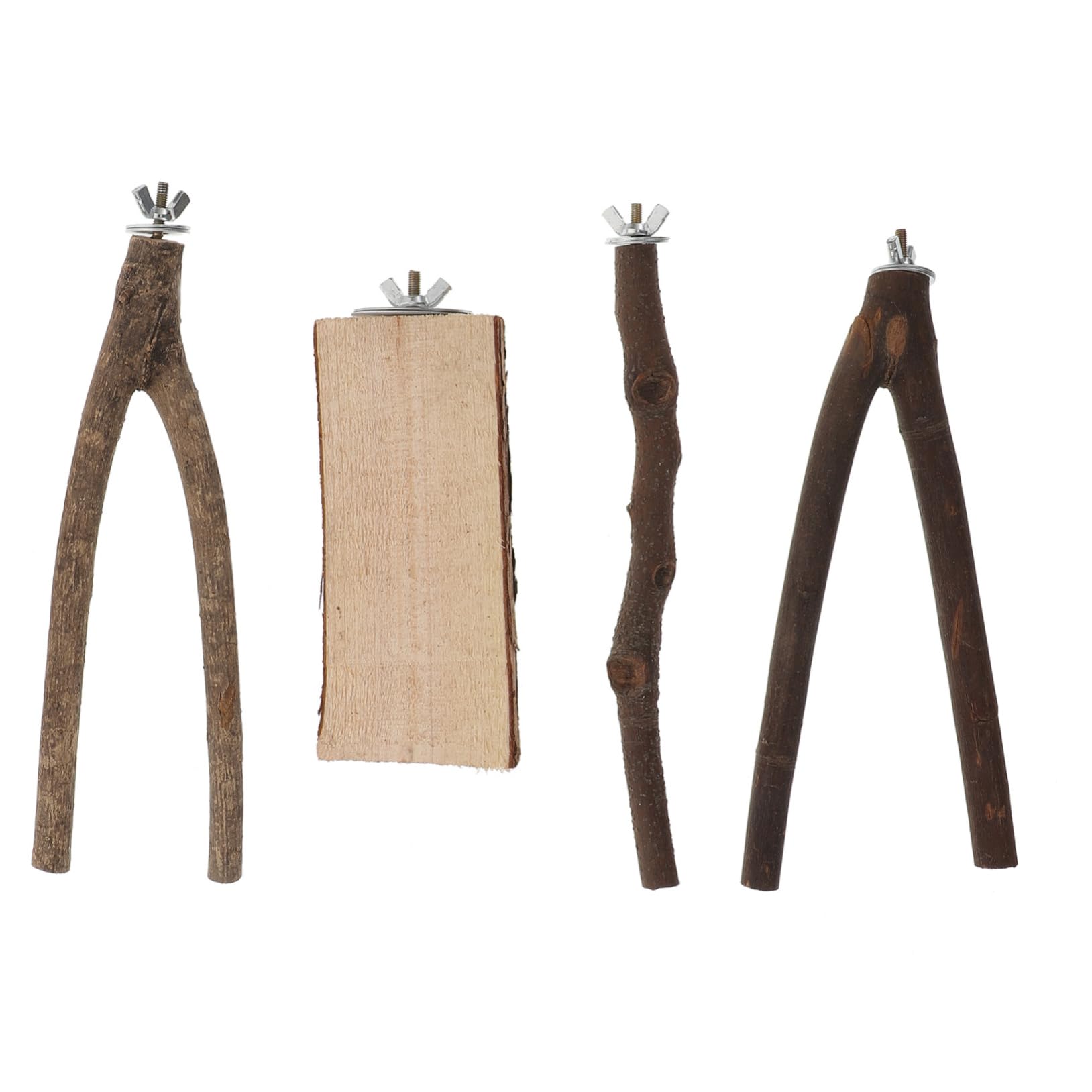 HOLIDYOYO 4Pcs Parrot Standing Rod Natural Bird Perch Sticks for Parrots Cockatiels Conures and Budgies Durable Bird Cage Accessories for Climbing and Resting