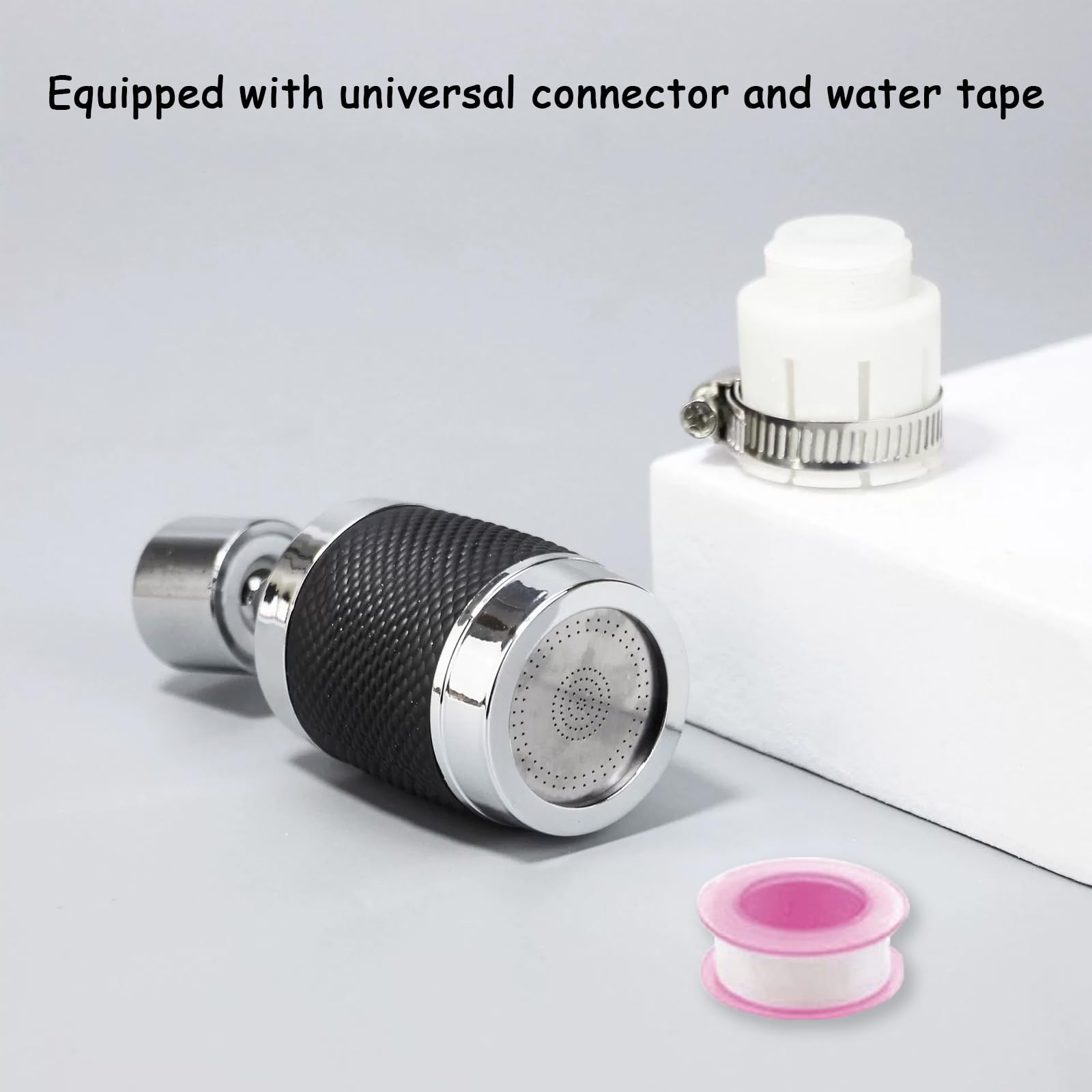 SNZ Aireador Grifo de Cocina - Alargador y Difusor para Fregadero, Extensor y Extensión de Grifo - Aireadores para Grifos con adaptador universal y cinta de sellado para baño y cocina (negro)