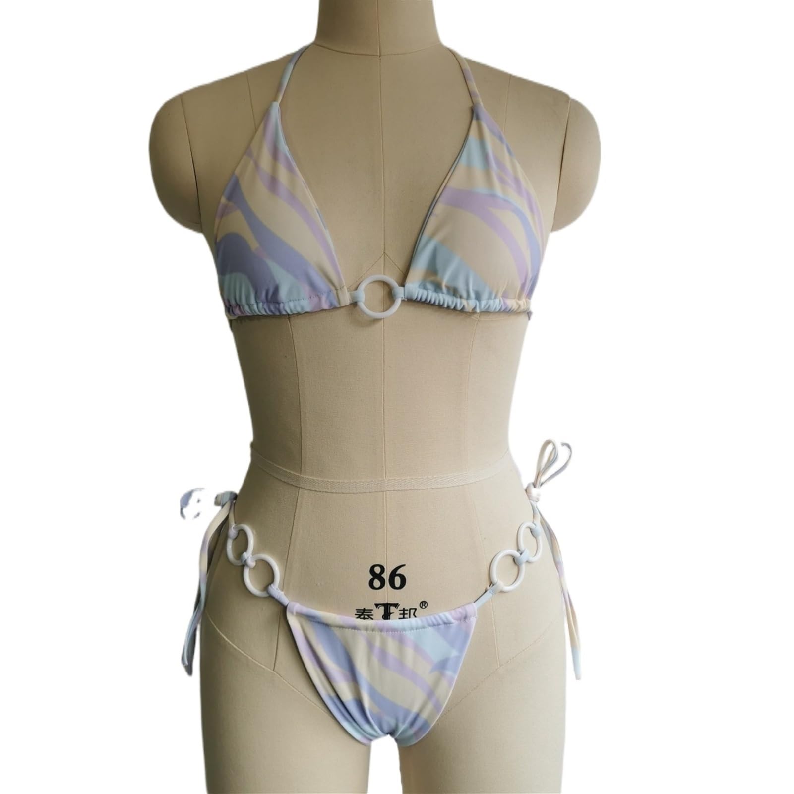 Costumi da Bagno Donna Bikini Sexy Scava Fuori Costume da Bagno Perizoma Bikini con Stringhe Incrociate Costume da Bagno Bikini Costumi da Bagno (Color : Purple Stripe, Size : L)
