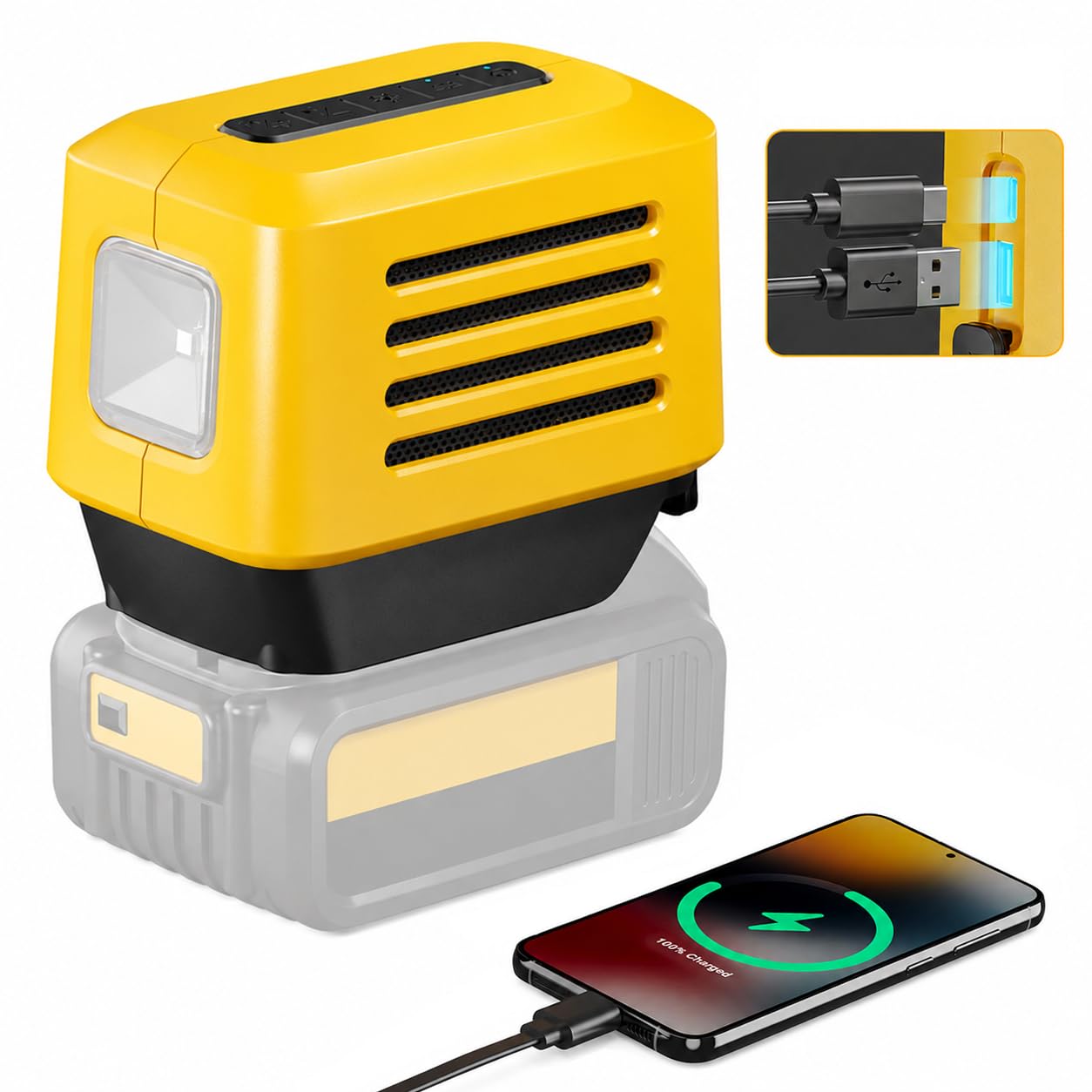 Bluetooth Speaker Compatible with DEWALT 18V/20V Battery