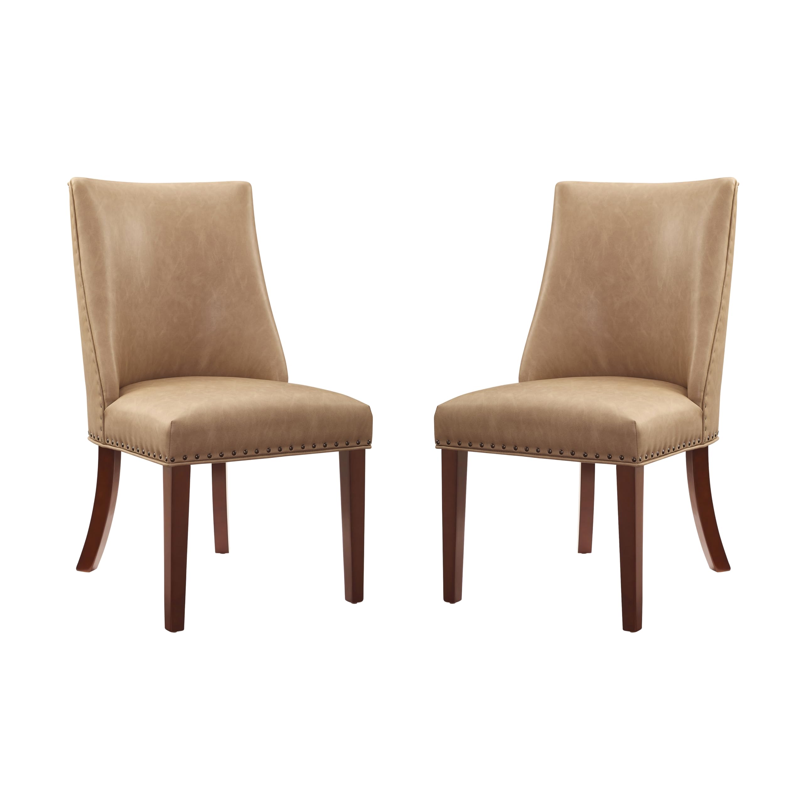 Powell Parnell Dark Brown and Tan Faux Leather Upholstered Set of 2 Dining Chairs