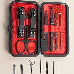 Conjunto de manicure, acessórios para cuidados pessoais, kit de cortadores de unhas de aço inoxidável, kit de manicure e pedicure com presente de viagem para marido, namorado, homens, pais