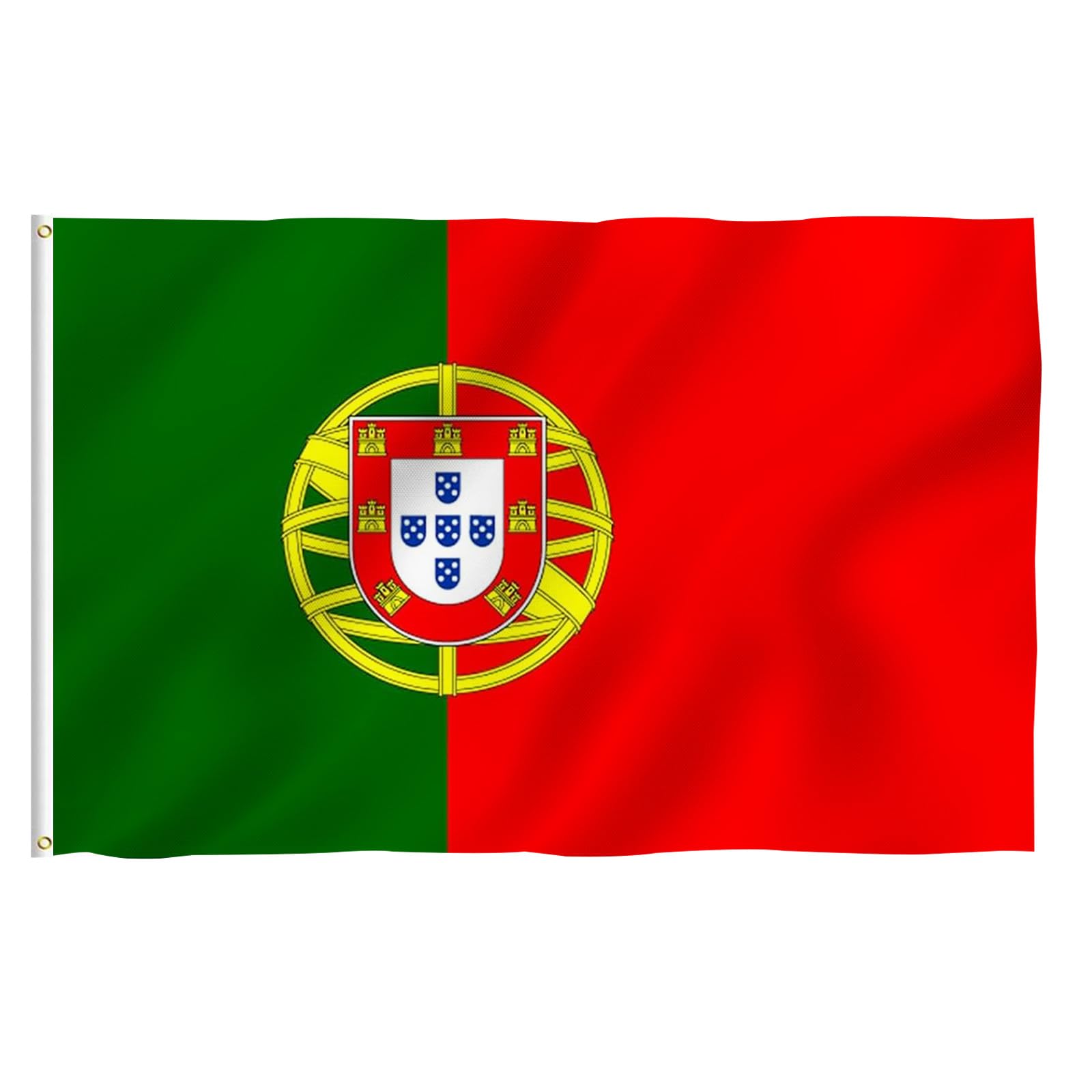 5ftx3ft Portugal Flag with Eyelets for Fifa World Cup Football 2026 Decorations, Large Double Side Portuguese Flag for Eurovision Euro Football Garden Street Indoor Outdoor Portugal Party Supplies