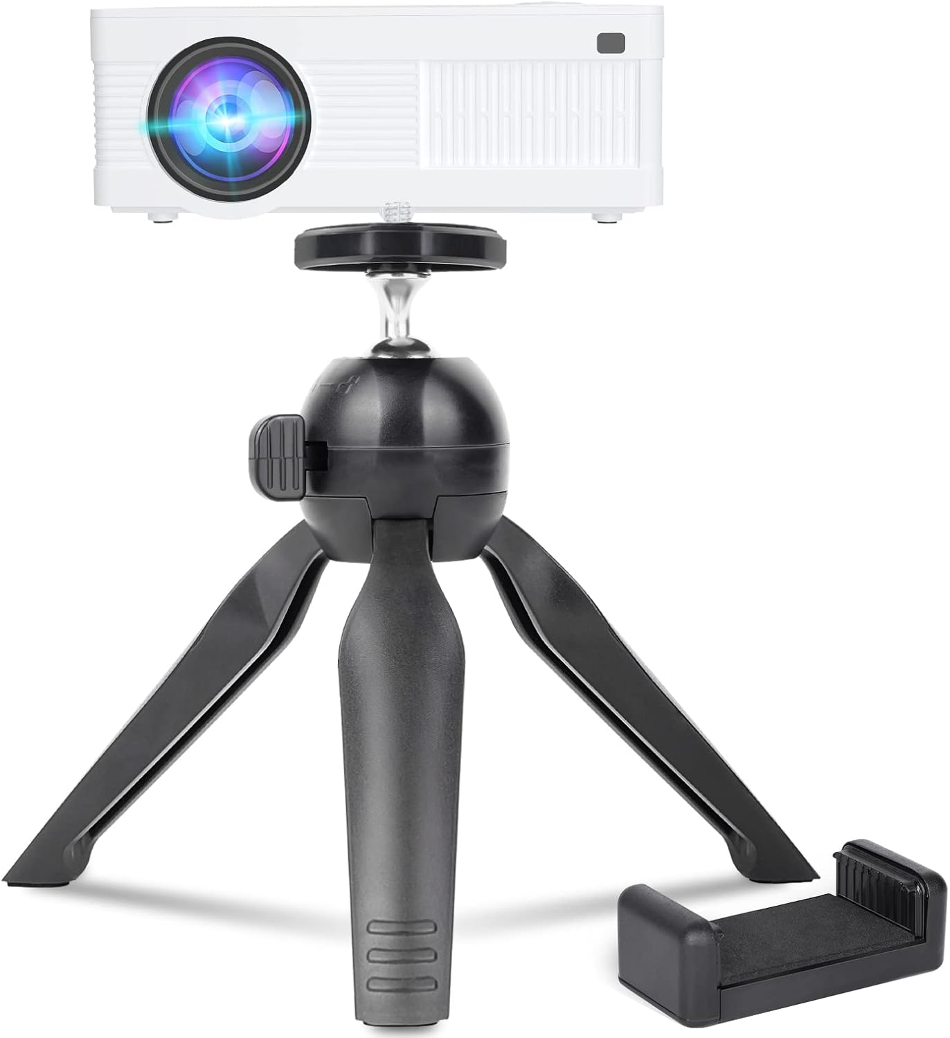 Mini Projector Tripod Mount, Projector Stand with Phone Cip for Home