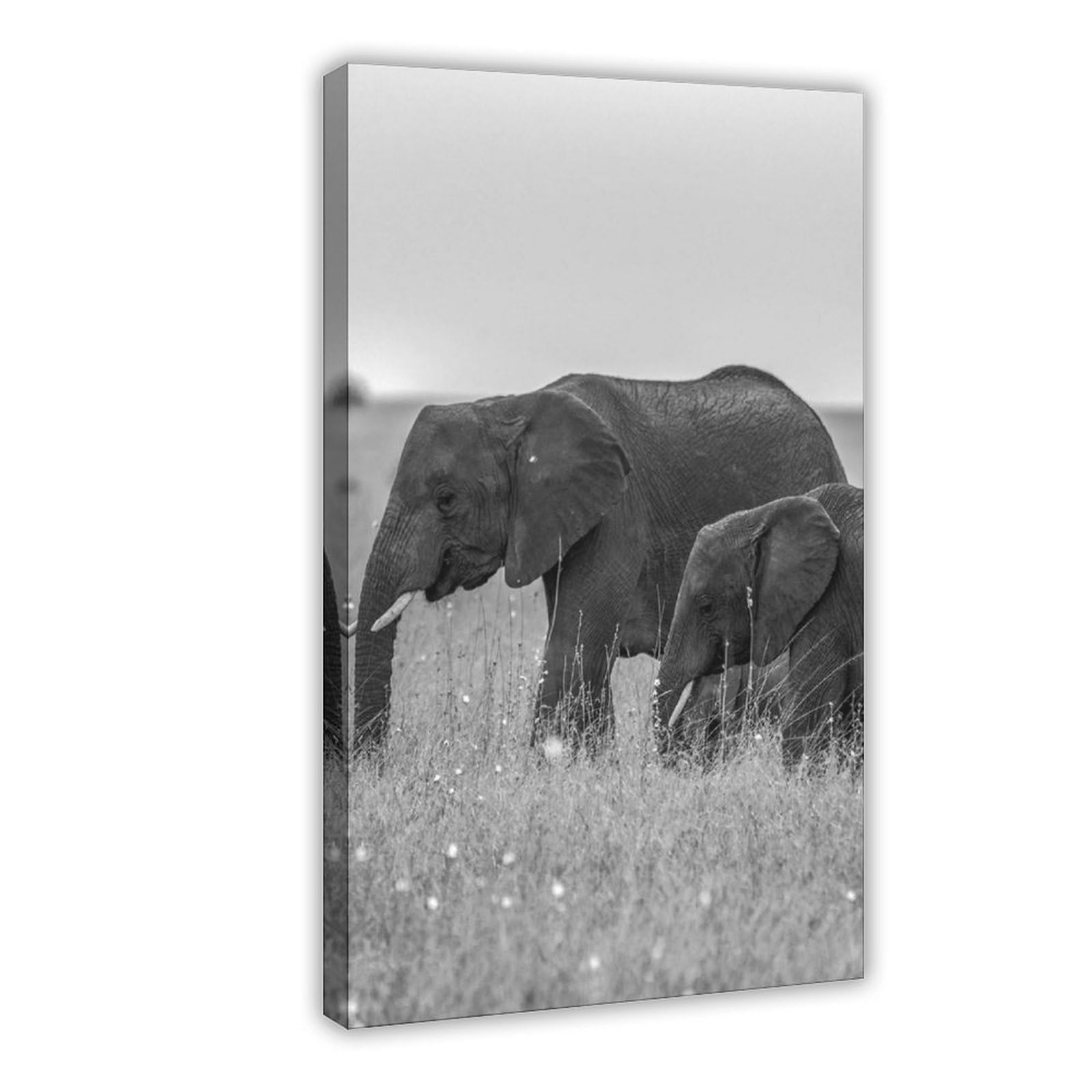 Flamint Frame African Elephants Serengeti Tanzania Safari Canvas Poster Bedroom Decor Landscape Office Room Decor Gift 24" L X 36" W