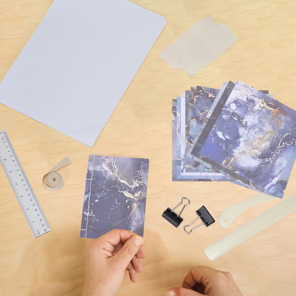 WEBEEDY DIY Buchbinde-Set für Anfänger Mach Dein Eigenes Journal Buch Vollständiger Buchbinde Werkzeugsatz Inklusive Knochenfalzbein Nadeln Papiere Zur Erstellung 6 Notizbuch Für Buchkunst,A6