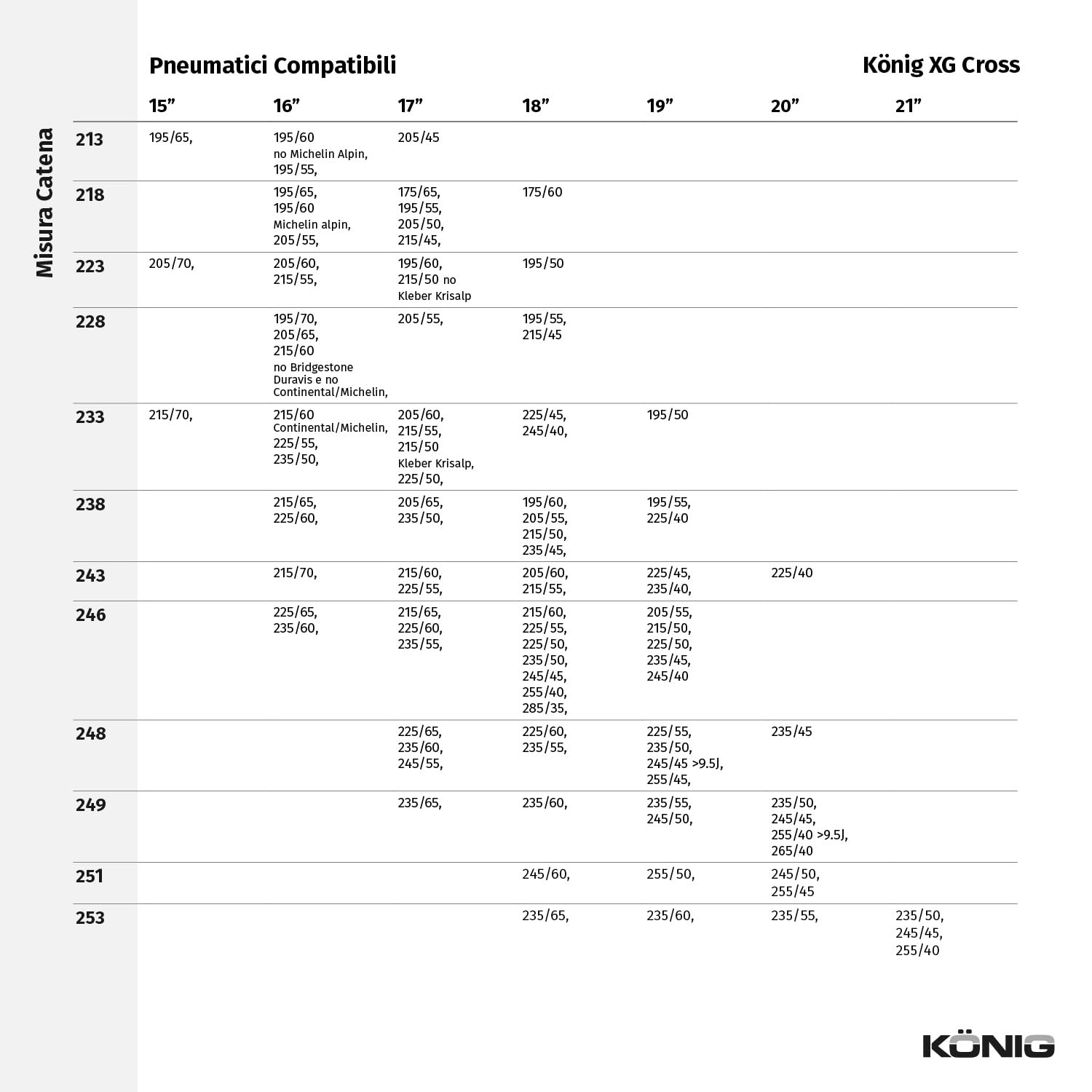 KÖNIG XG Cross 248 - Cadenas de nieve