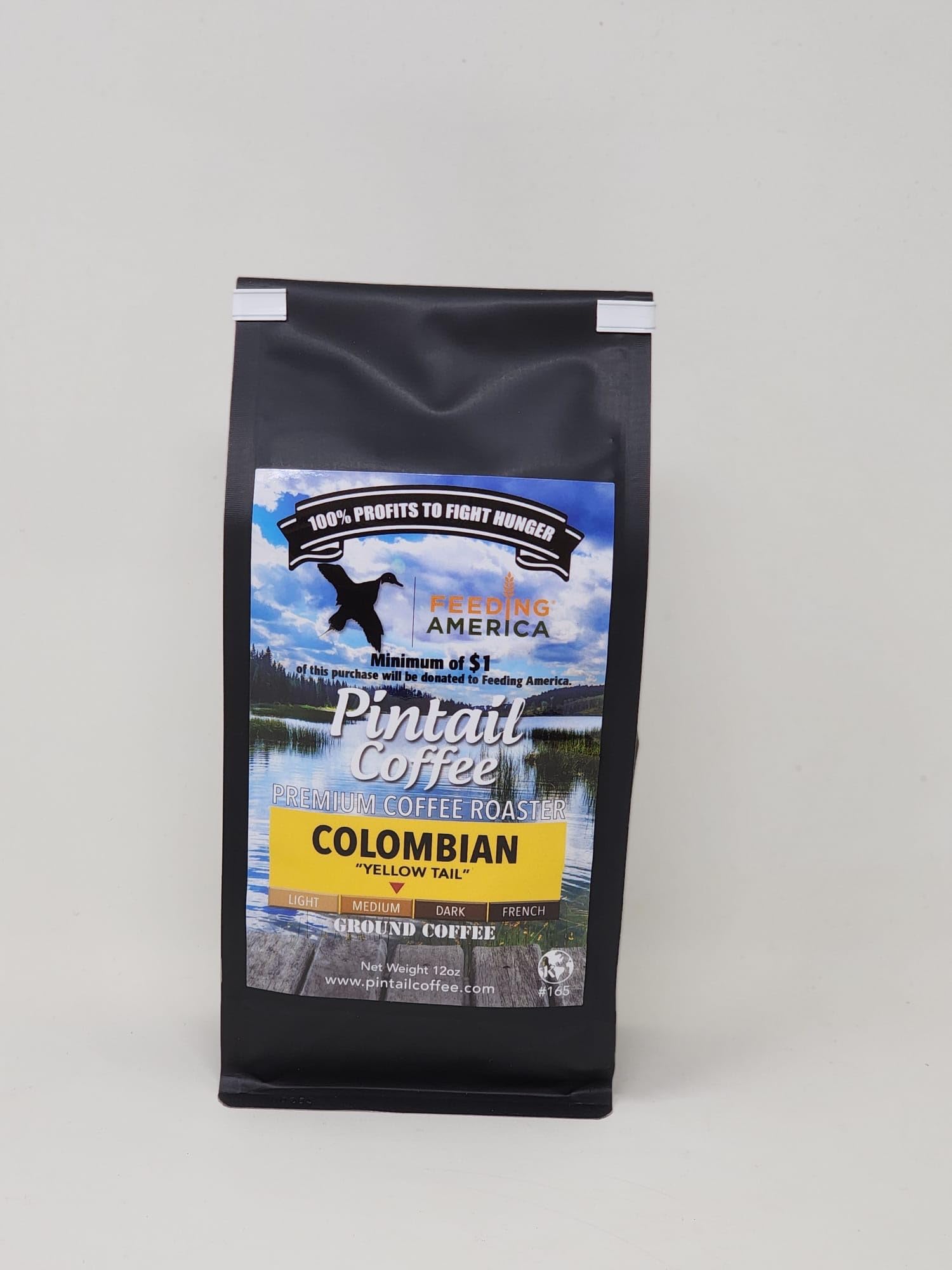 Pintail Coffee - Yellow Tail Medium Roast 100% Colombian Ground Coffee, 12 oz. Bag, Rich Blend of Colombia, Crisp Flavors of Caramel