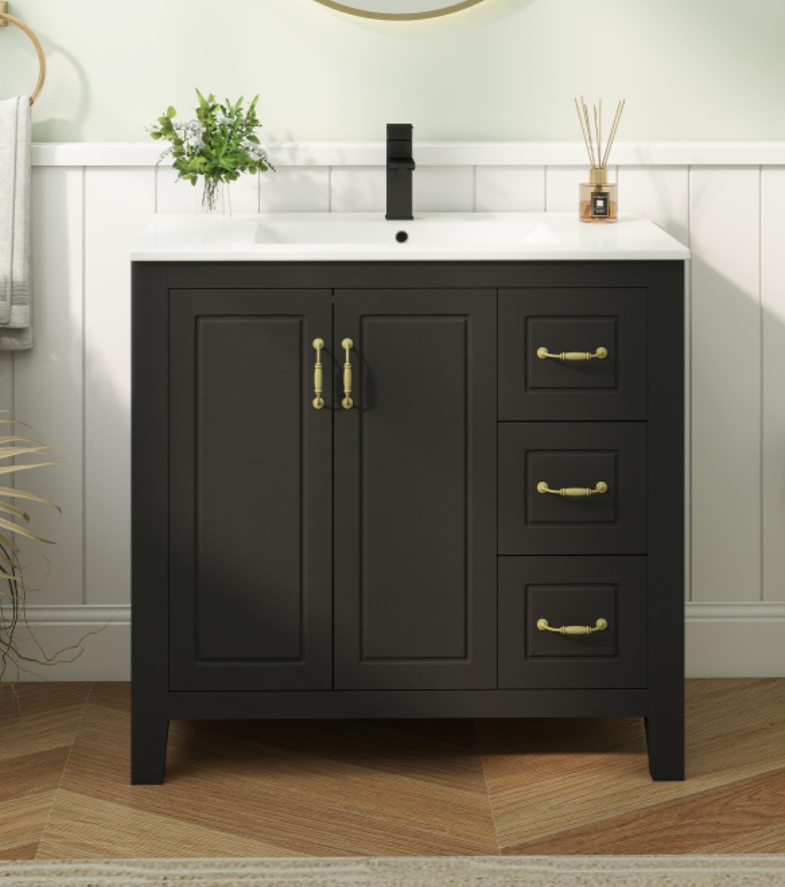 YOURLITE 36 Inch Bathroom Vanity with Sink Black