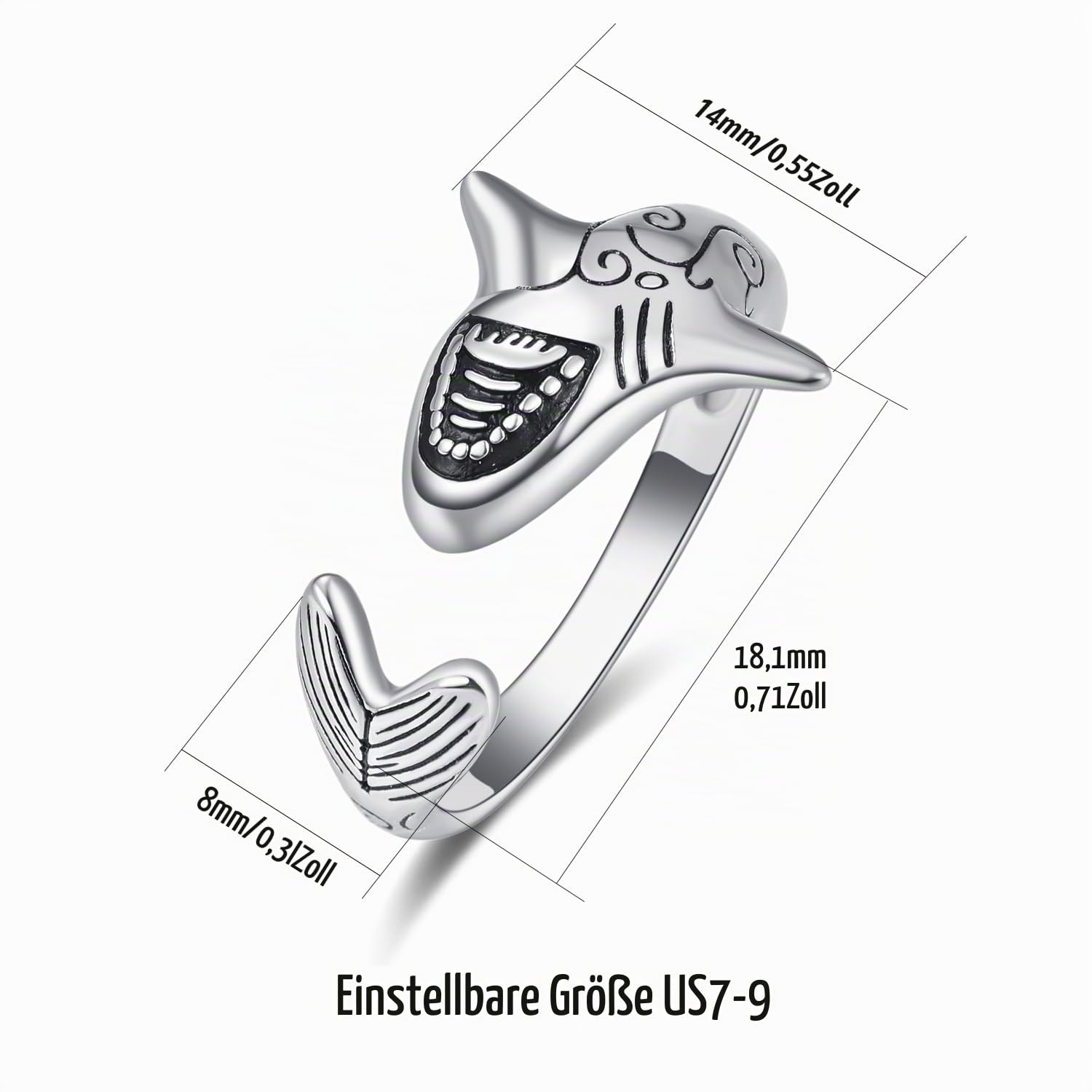 PRAYMOS Schlangenring 925 Sterlingsilber Einstellbarer Rings Bohemia Schlangen Ring Stapelbare Band Punk für Frauen Damen Herren Männer Unisex Schmuck