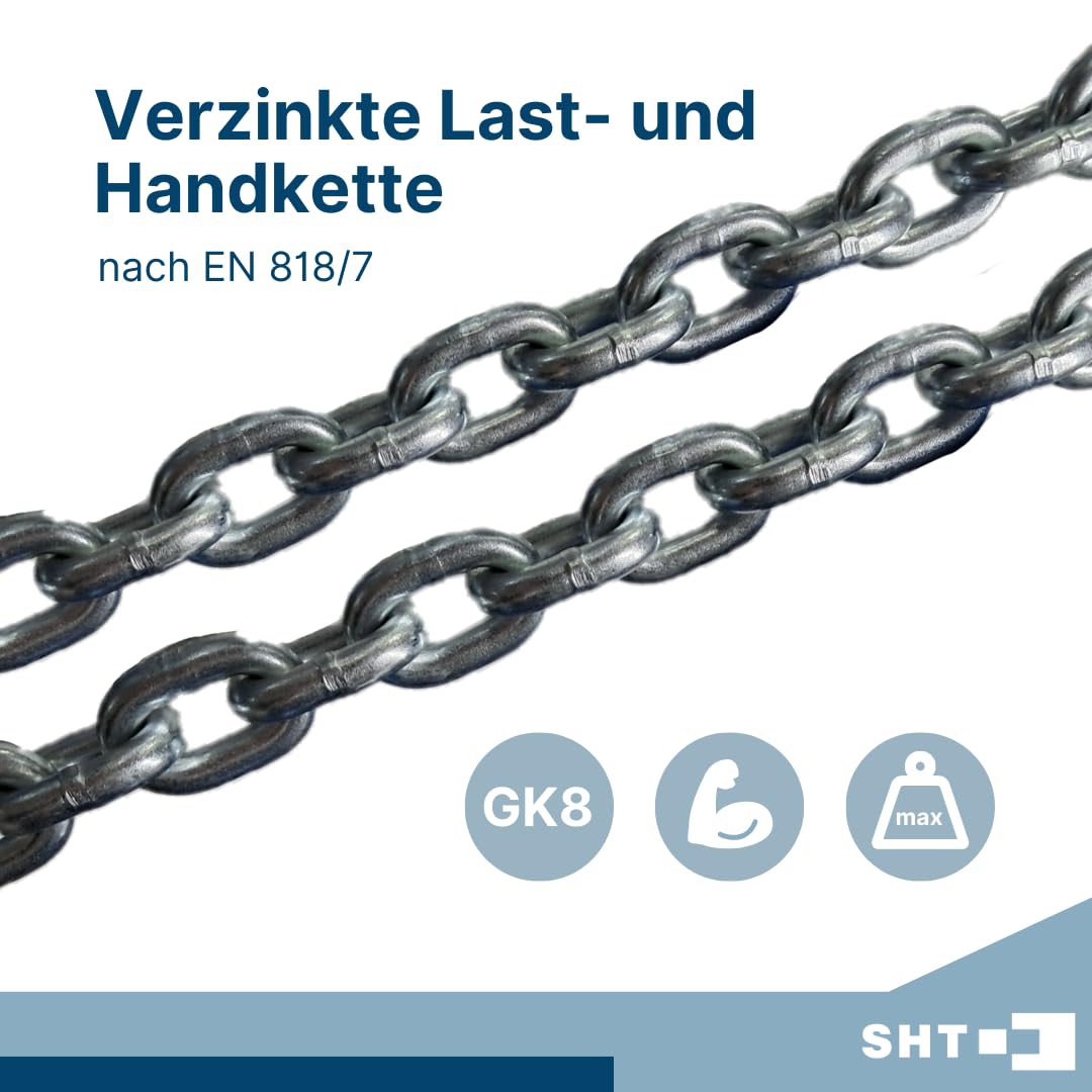 SHT Kettenzug/Stirnradflaschenzug SFZ 1-Strang mit 500kg Traglast| 5m Hub, kompakter Flaschenzug Seilzug