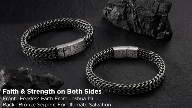 Pulsera para hombre de acero inoxidable 8mm con grabado bíblico miniatura 7