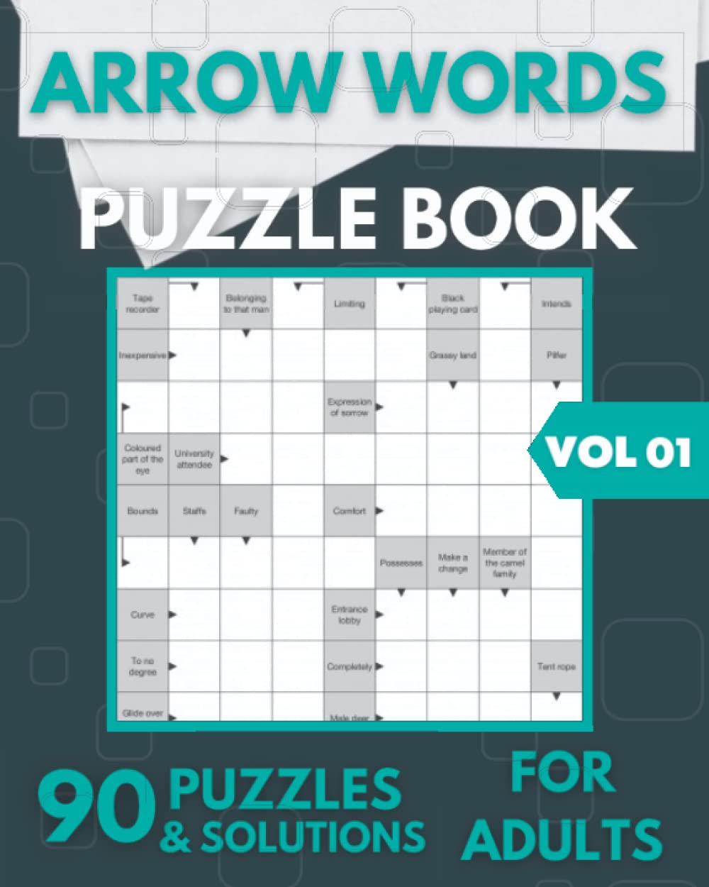 Arrow Words Puzzle Book For Adults: 90 Arrowwords Puzzle Book, Arrow Crossword Activity Puzzles + Solutions - Volume 01